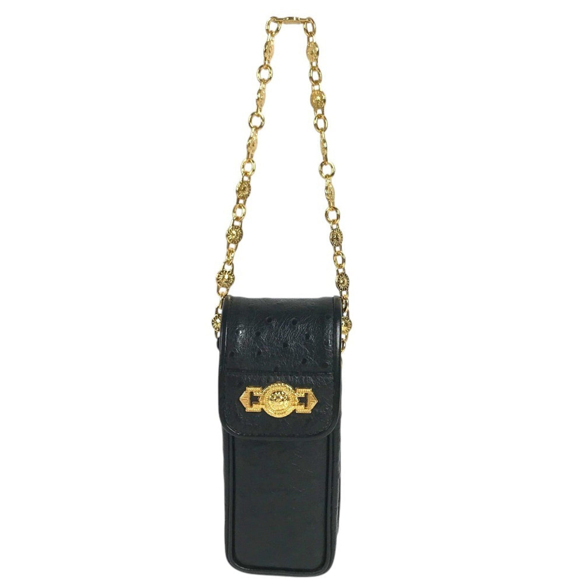 Versace Black Leather Handbag Pouch (Pre-Owned)