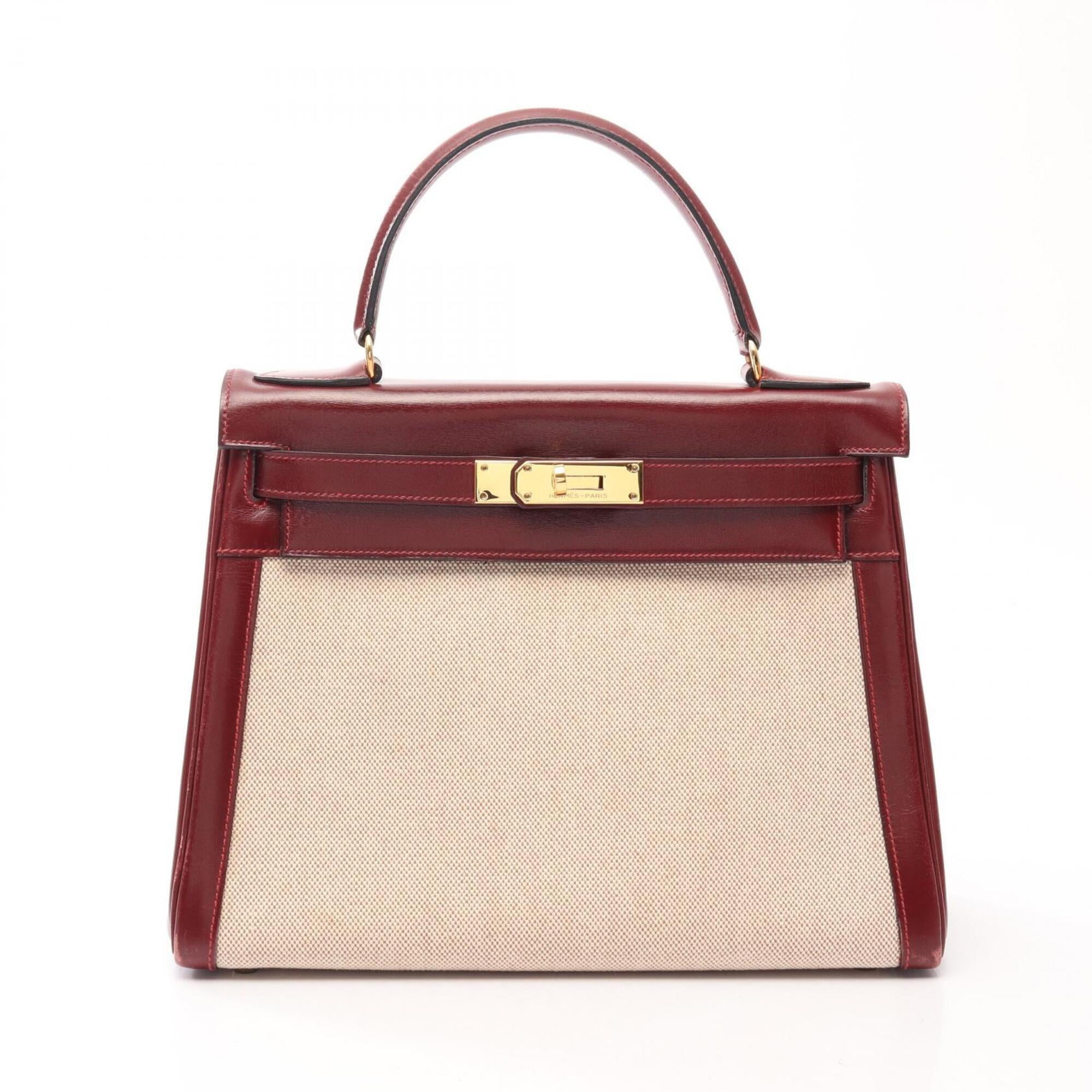 Hermes Beige Bordeaux Toile H Handbag (Pre-Owned)