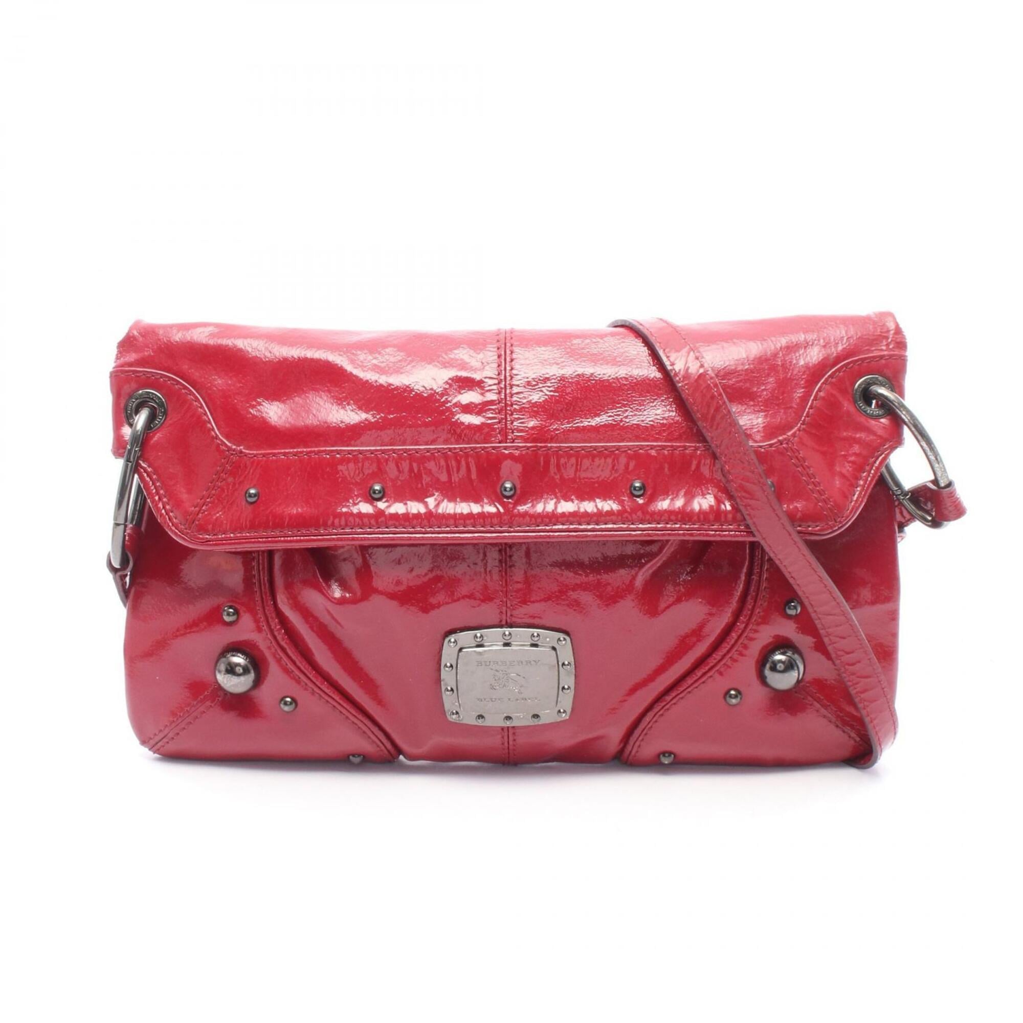 Burberry Red Color Patent Leather Handbag Shoulder Bag (Pre-Owned)
