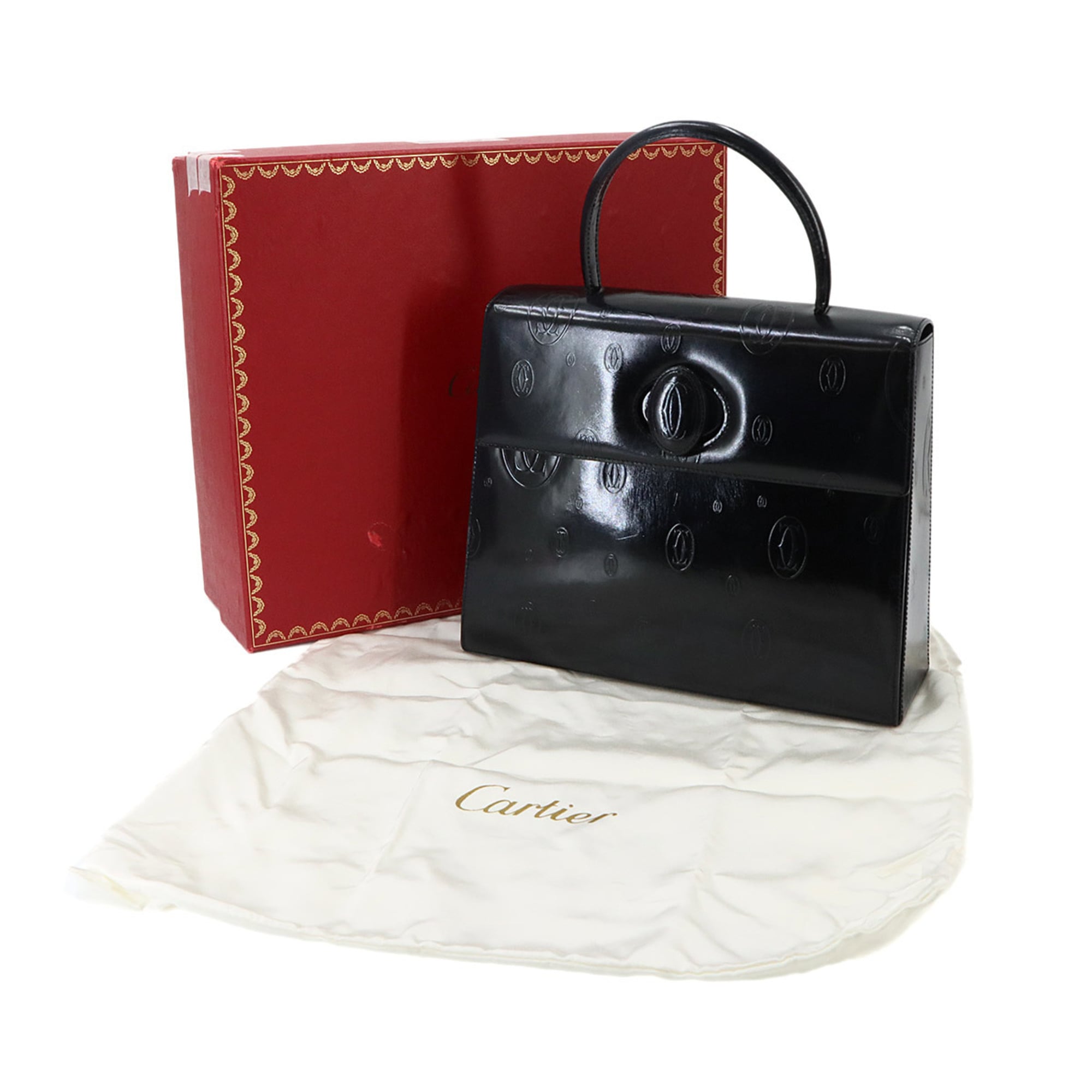 Cartier Happy Birthday Navy Patent Leather Handbag (Pre-Owned)