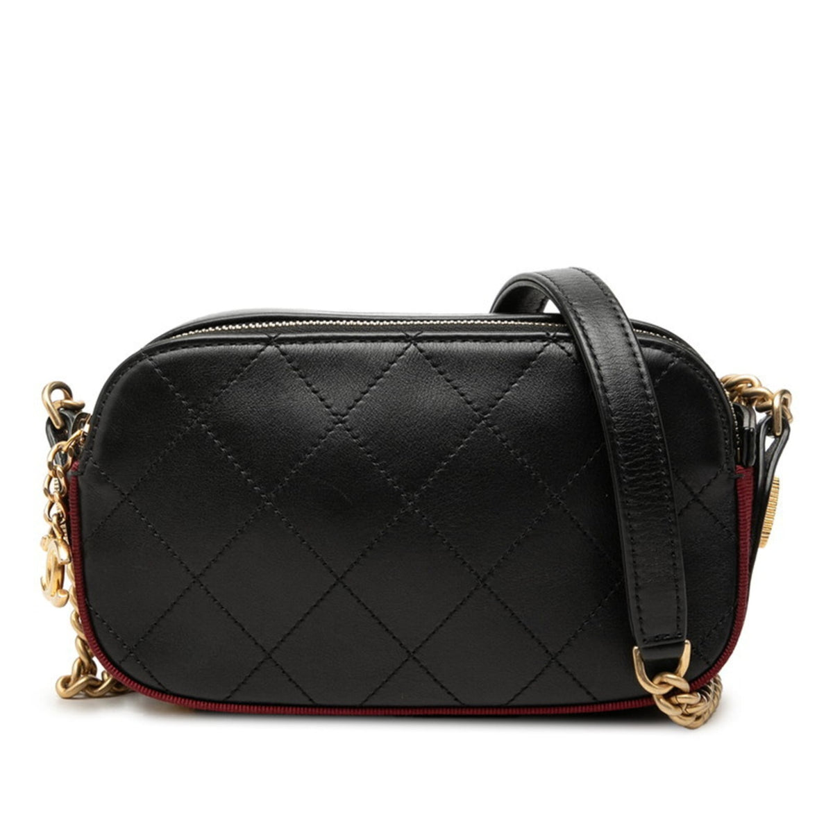 Chanel Black Red Color Leather Shoulder Bag (Pre-Owned)