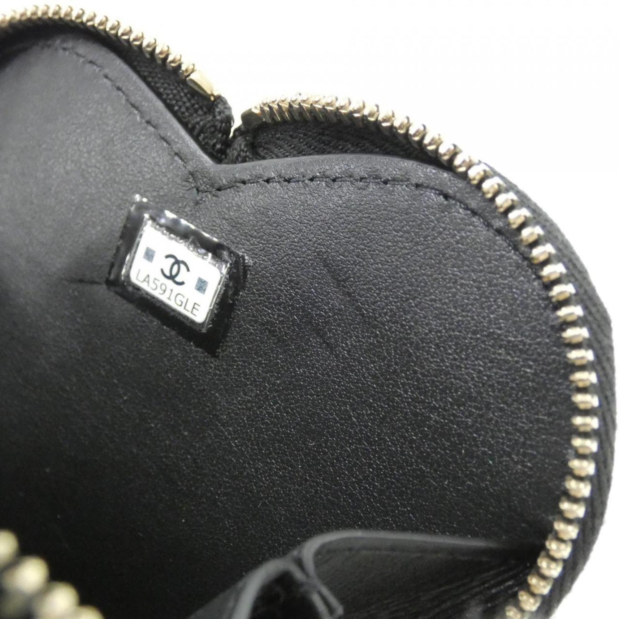 Chanel Black Leather Coin Purse/Coin Case (Pre-Owned)