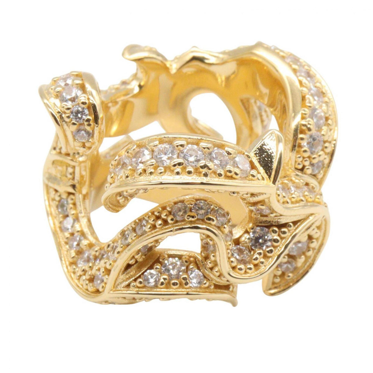 Bottega Veneta Gold Silver 925 Band Ring (Pre-Owned)