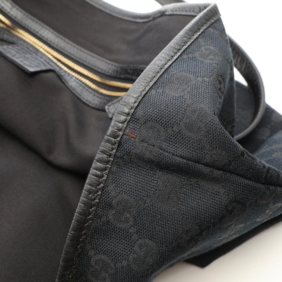 Gucci Black Green Canvas Leather Handbag Tote Bag (Pre-Owned)