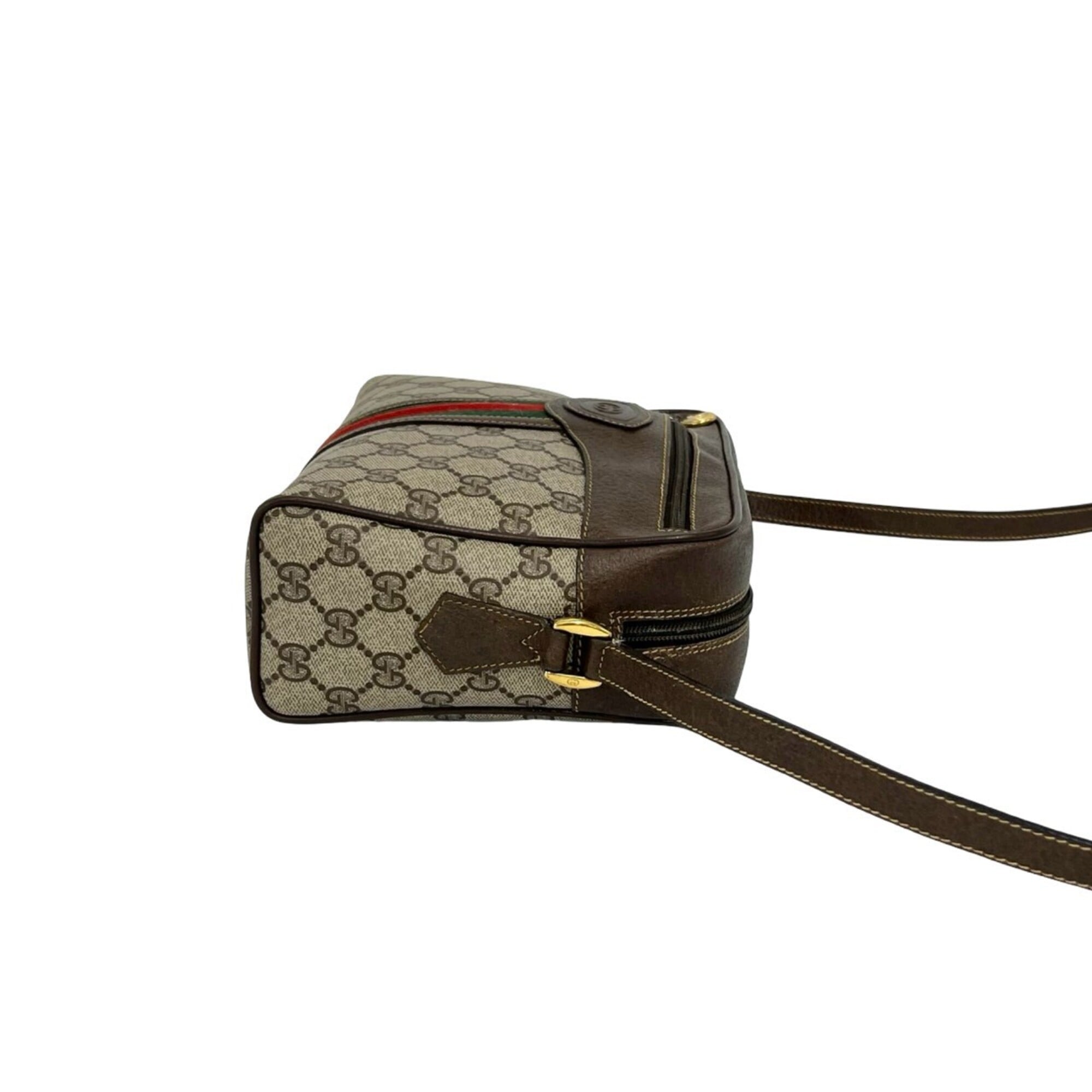 Gucci Brown Green Red Color Leather Pvc Pochette Shoulder Bag (Pre-Owned)