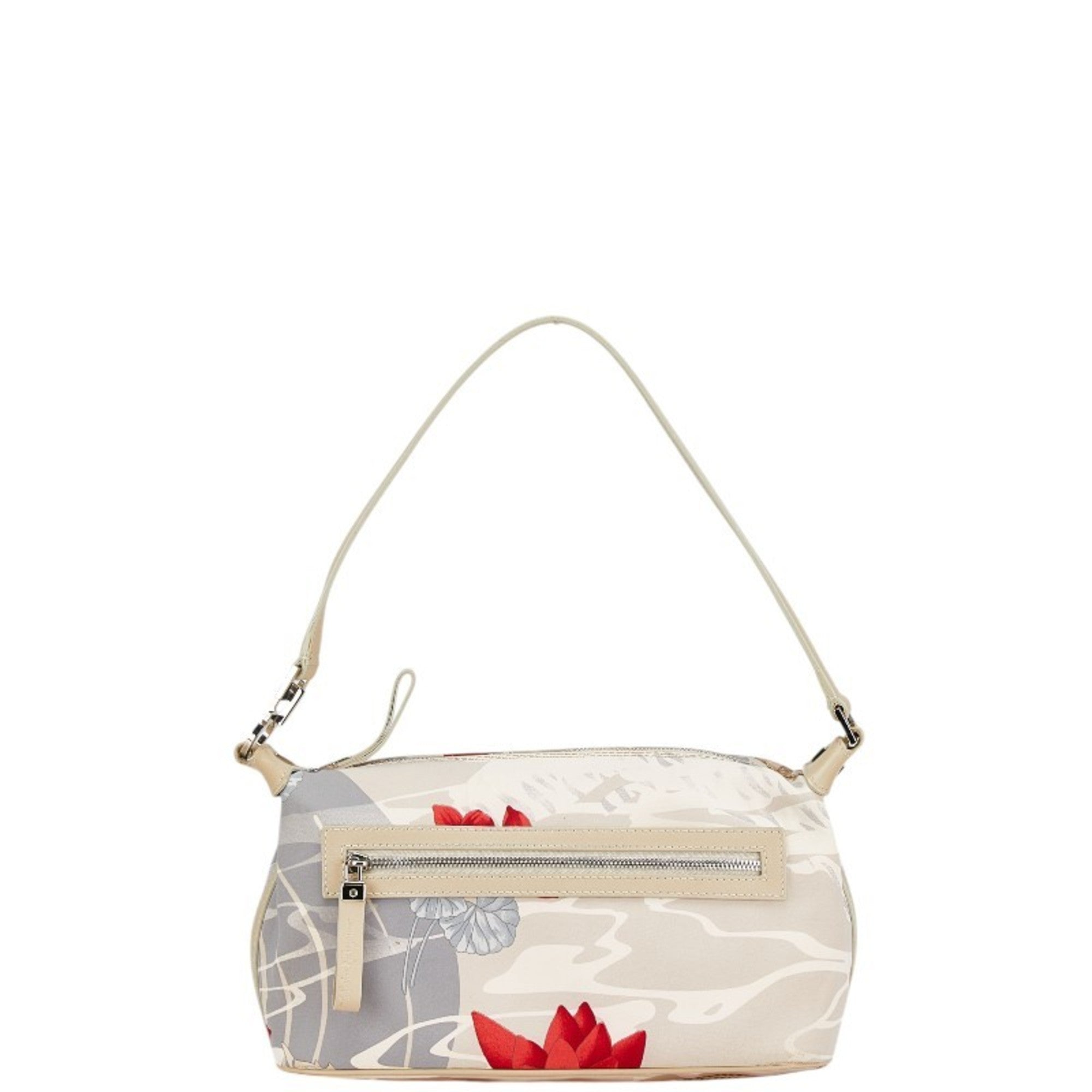 Salvatore Ferragamo Gancini White Nylon Leather Handbag (Pre-Owned)