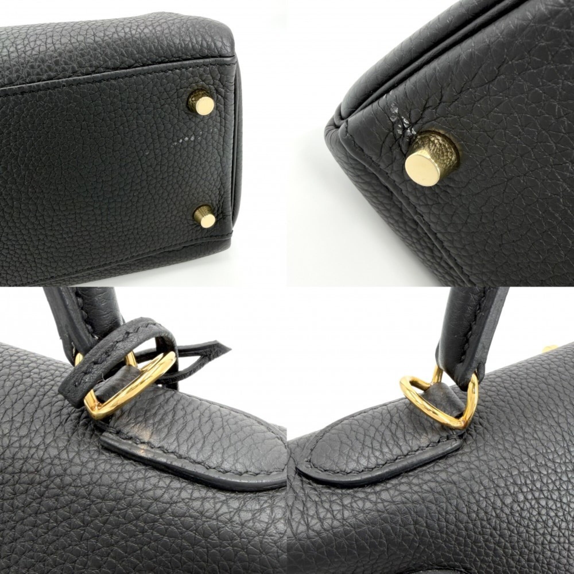 Hermes Black Leather Handbag Shoulder Bag (Pre-Owned)
