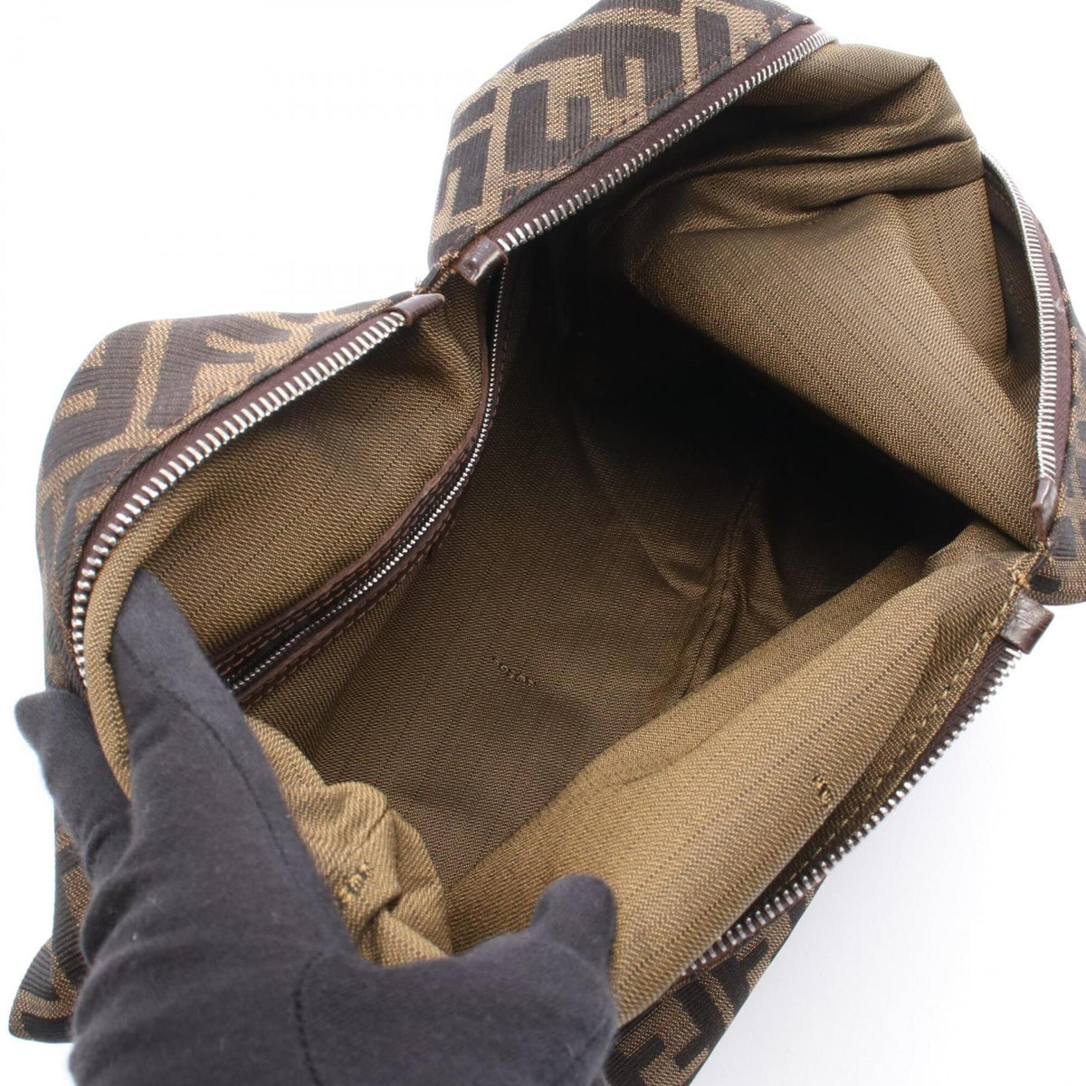 Fendi Brown Canvas Leather Handbag Shoulder Bag (Pre-Owned)