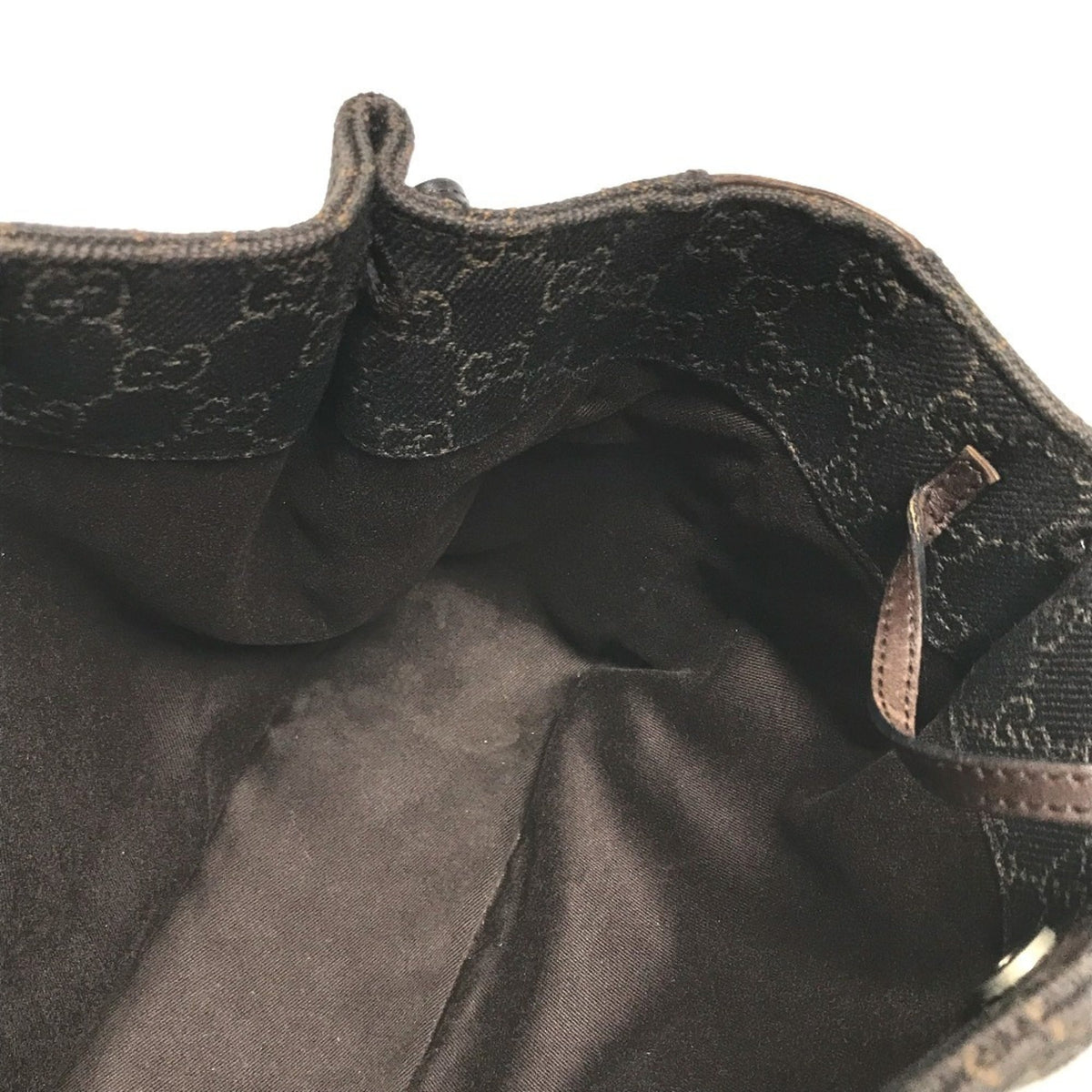 Gucci Brown Leather Canvas Handbag Shoulder Bag Tote Bag (Pre-Owned)