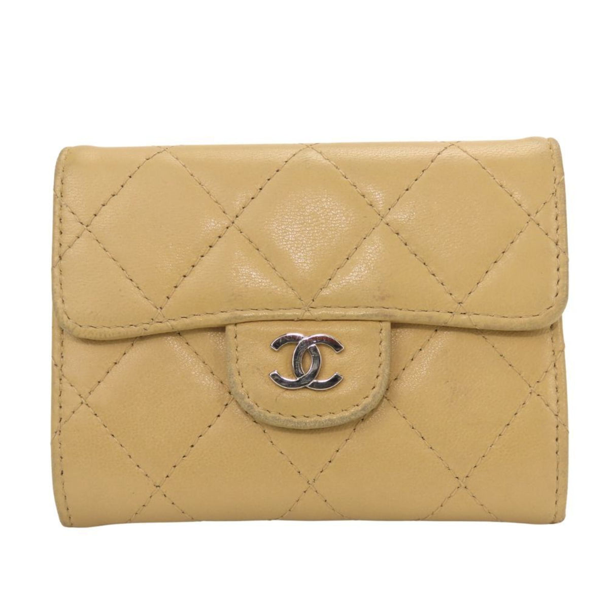 Chanel Beige Leather Coin Purse/Coin Case (Pre-Owned)