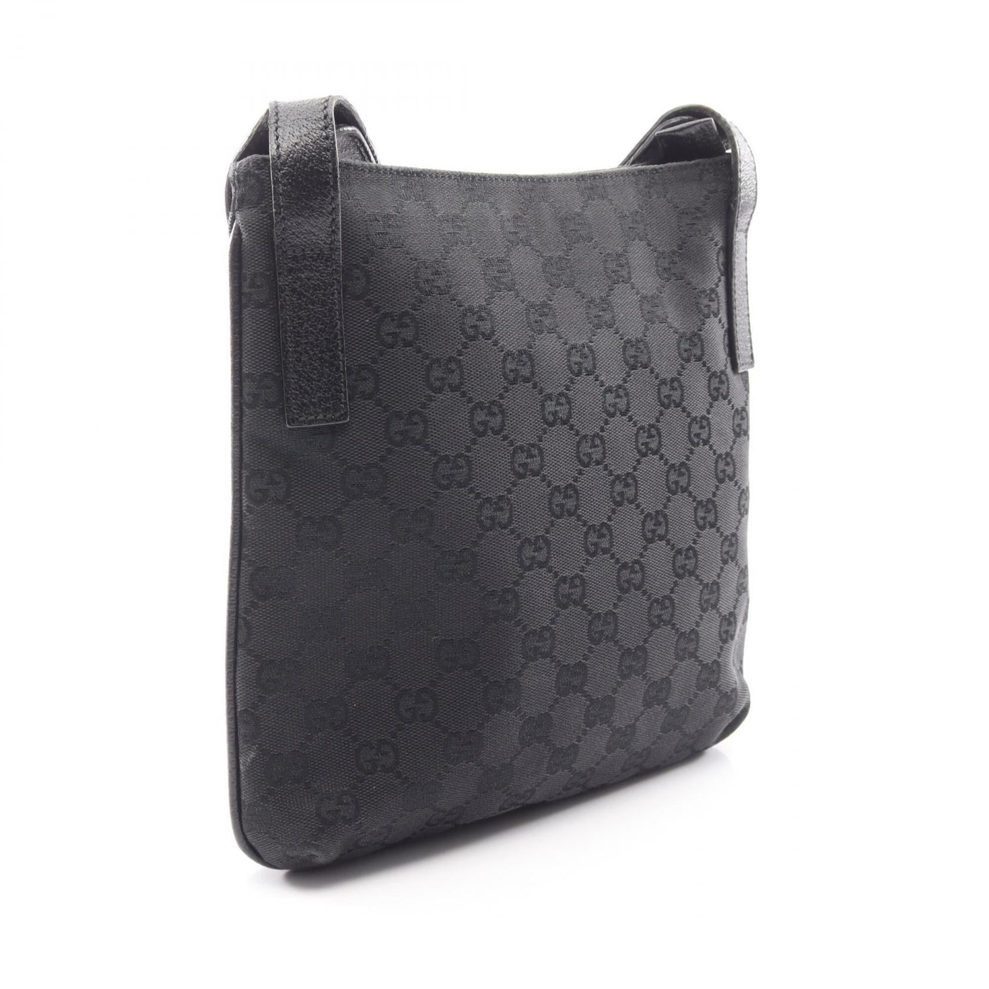 Gucci Black Canvas Leather Handbag Shoulder Bag (Pre-Owned)