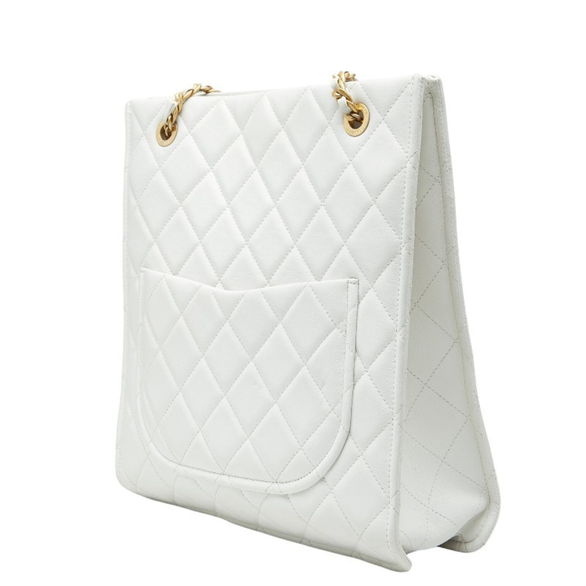 Chanel White Grained Calfskin Shoulder Bag Tote Bag (Pre-Owned)