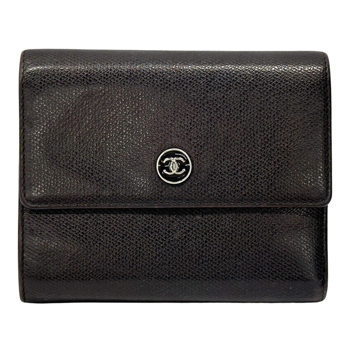 Chanel Dark Brown Leather Wallet (Bi-Fold) (Pre-Owned)