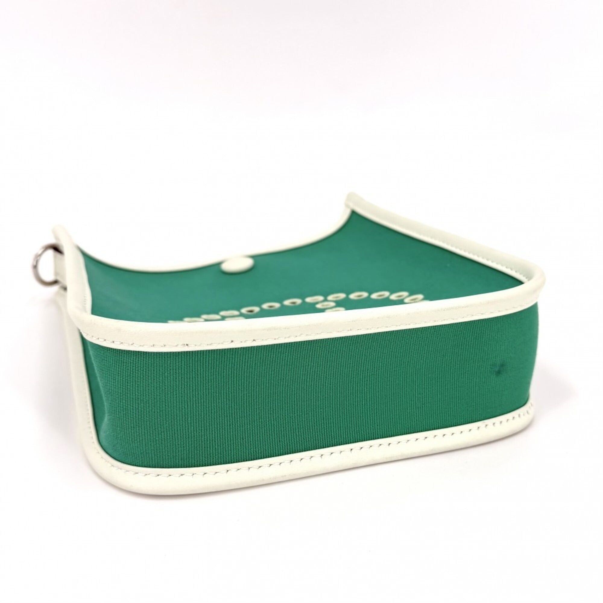 Hermes Green Mint Green Canvas Leather Shoulder Bag (Pre-Owned)