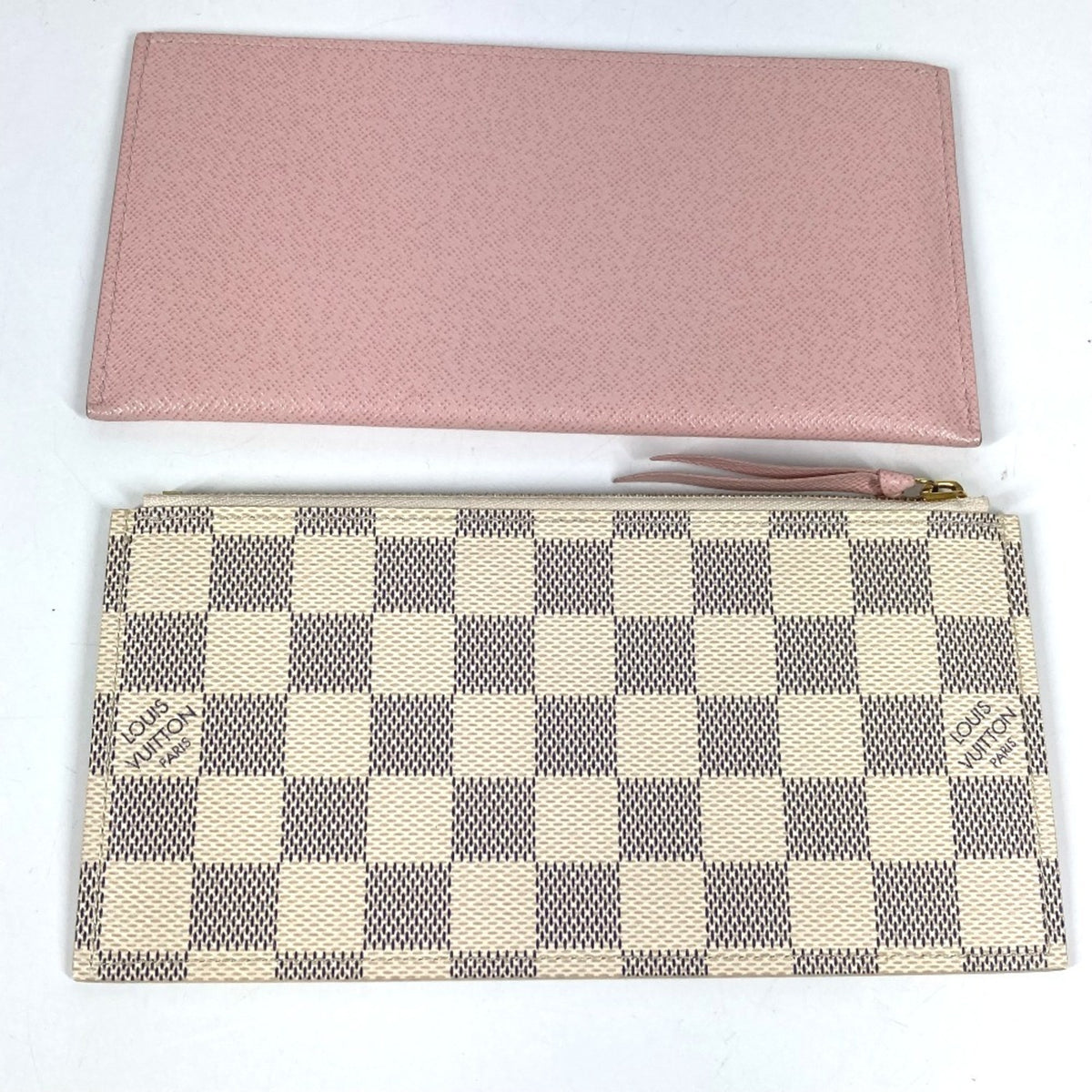 Louis Vuitton Pink Rose Ballerine White Damier Azur Chain/Shoulder Wallet (Pre-Owned)
