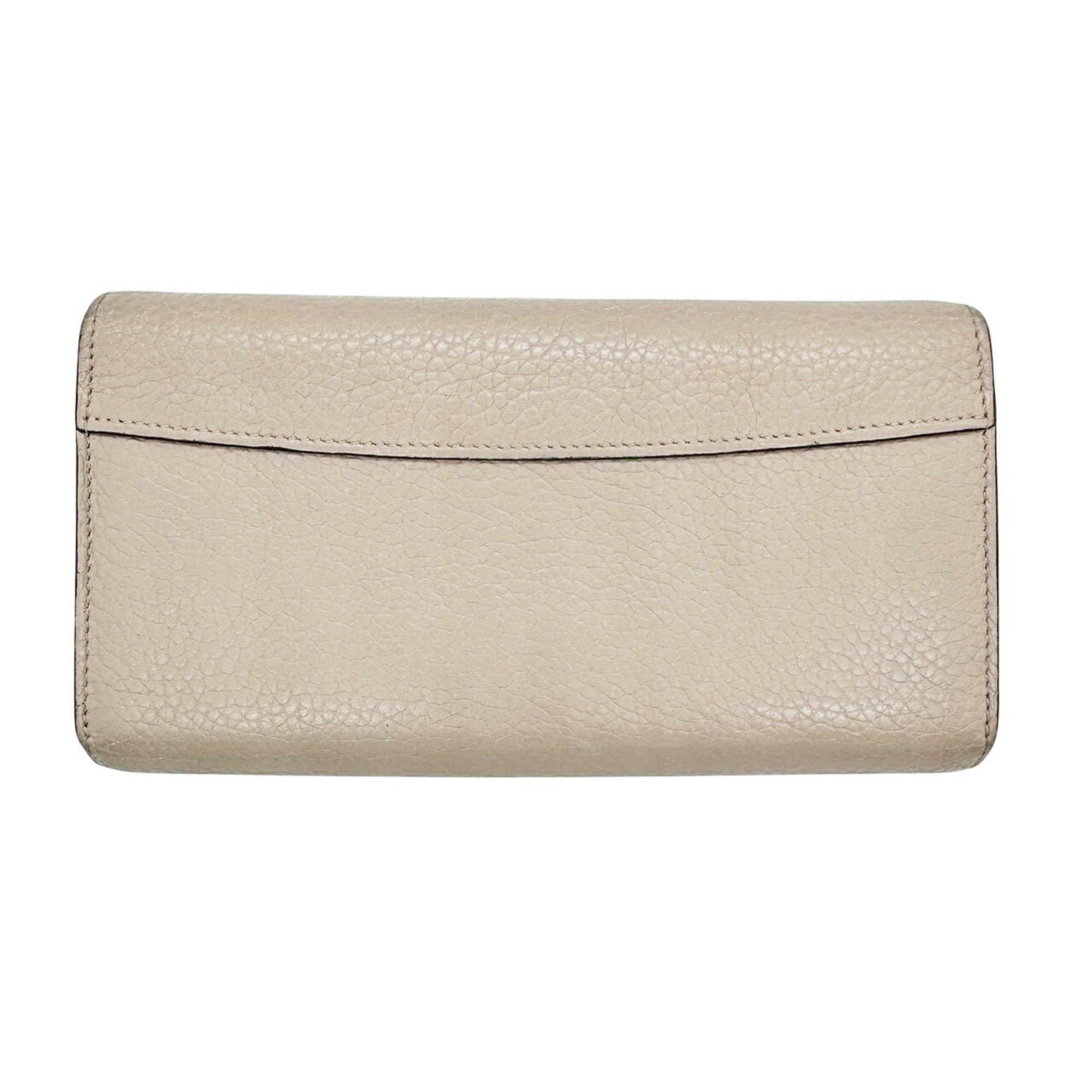Louis Vuitton Beige Grayish Leather Long Wallet (Bi-Fold) (Pre-Owned)