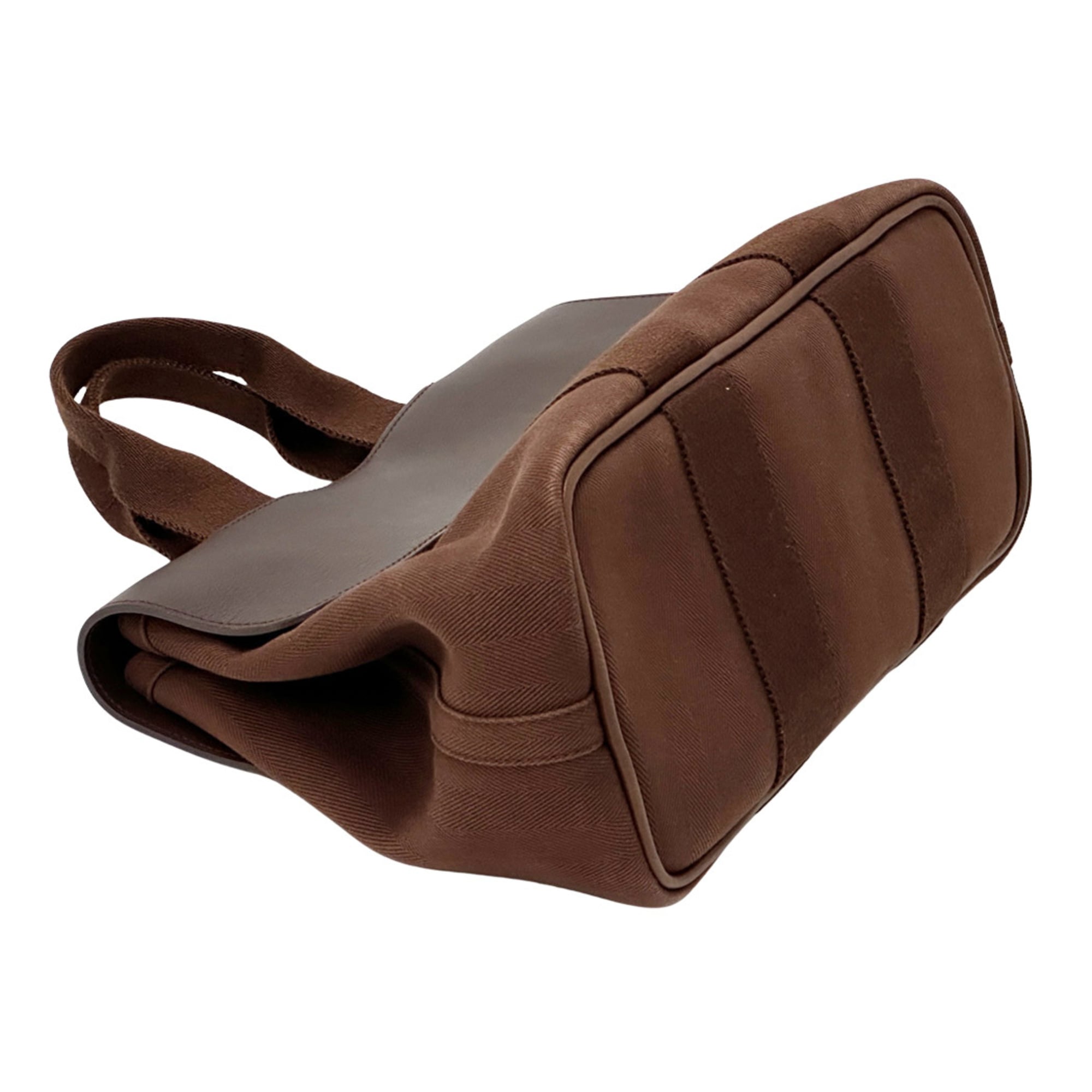 Hermes Brown White Canvas Handbag Pouch (Pre-Owned)