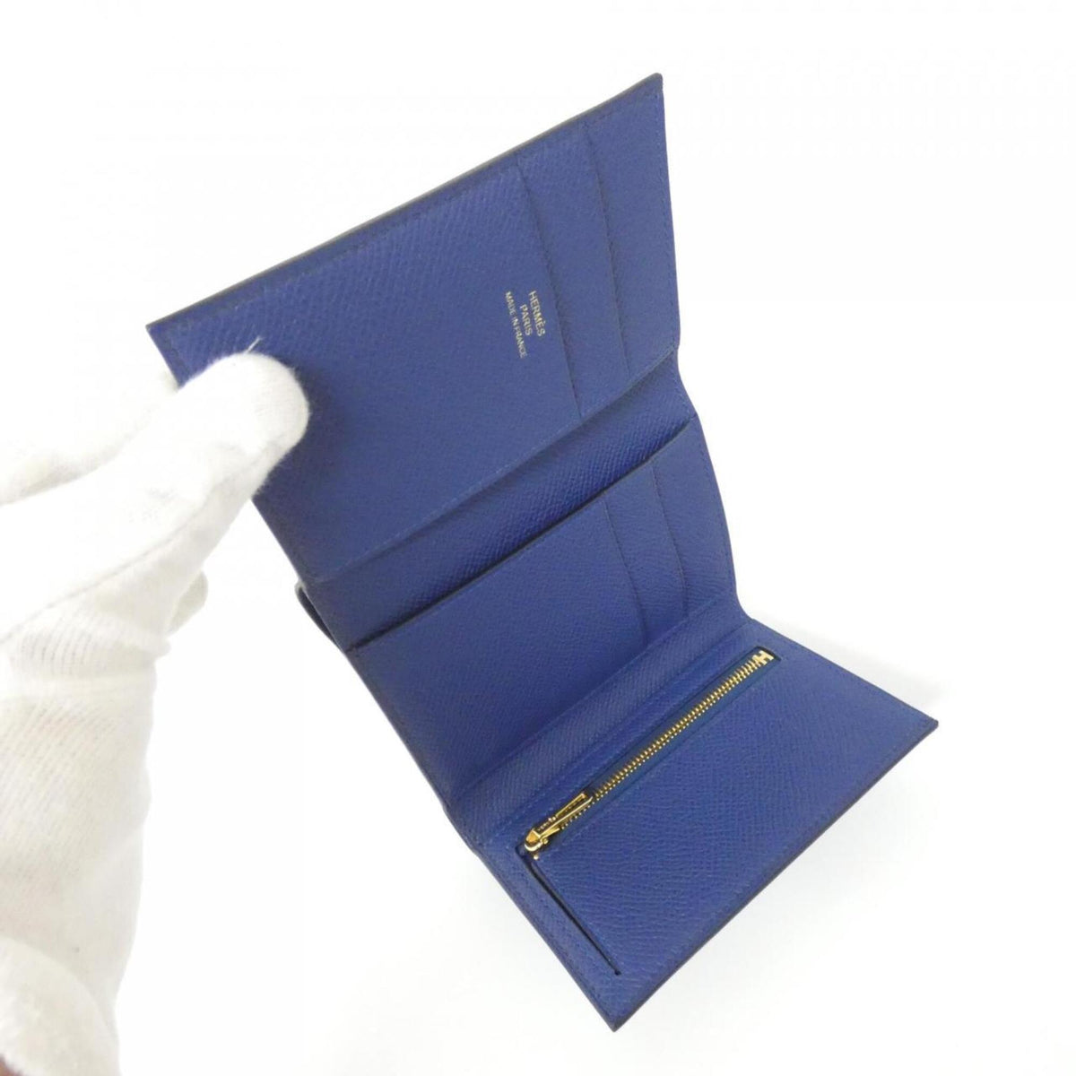 Hermes Blue Indigo Epsom Leather Wallet (Tri-Fold) (Pre-Owned)