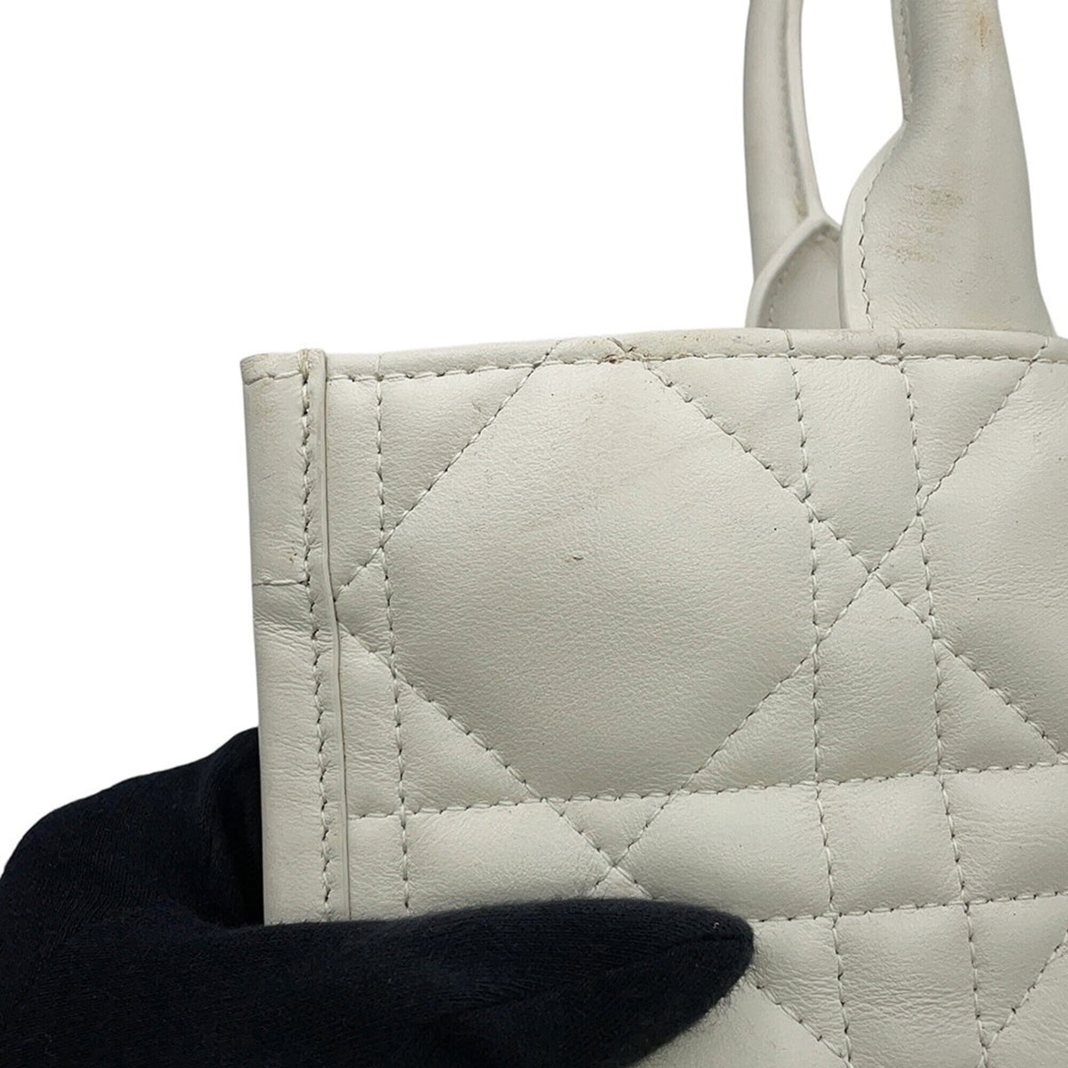 Christian Dior White Leather Handbag Tote Bag (Pre-Owned)