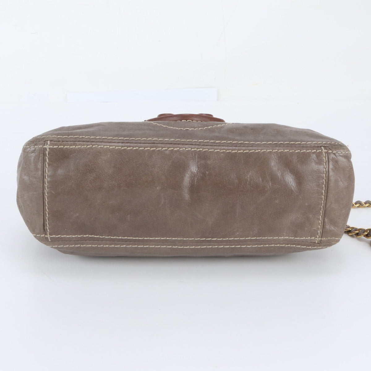 Prada Gray Leather Shoulder Bag (Pre-Owned)