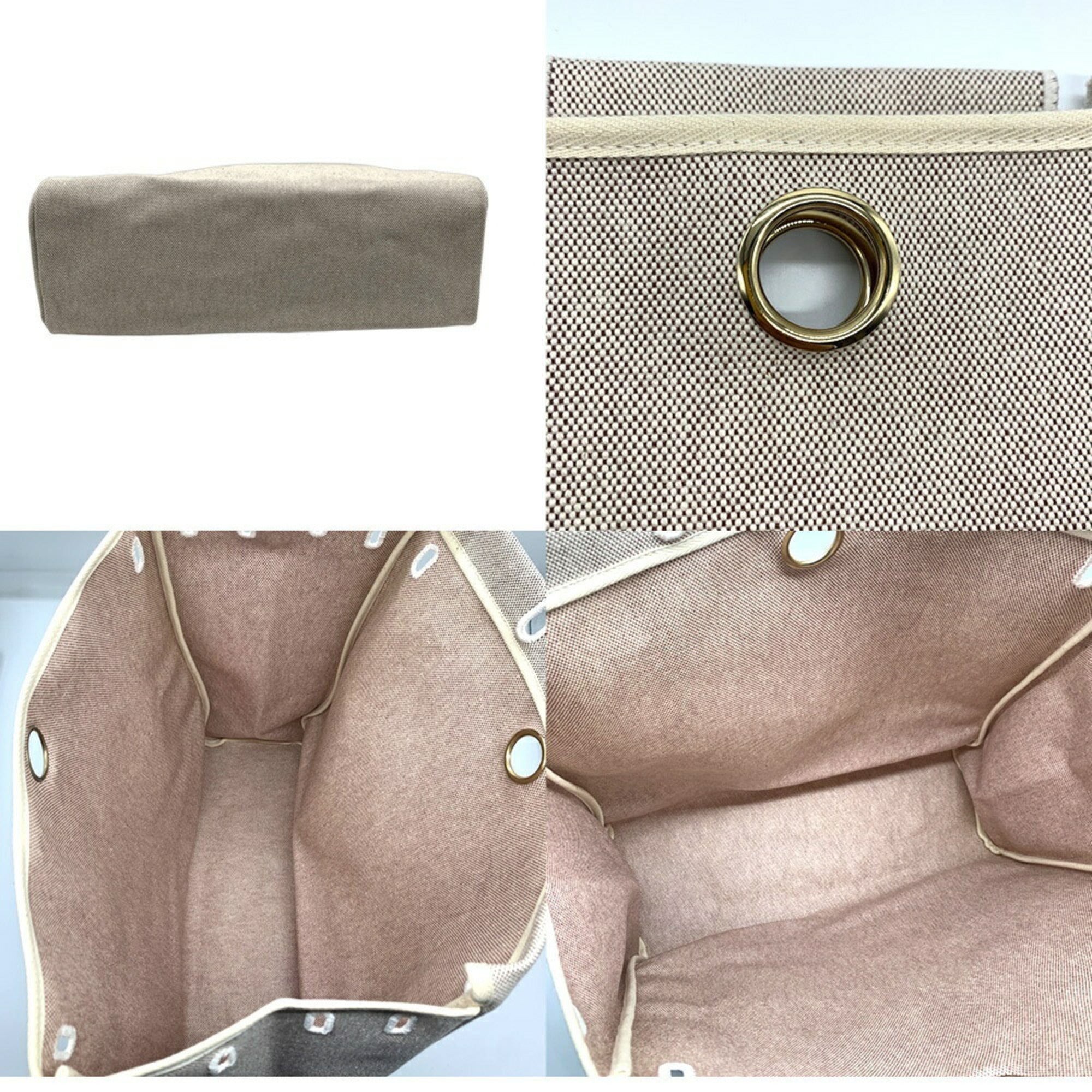 Hermes Brown Toile H Leather Handbag (Pre-Owned)