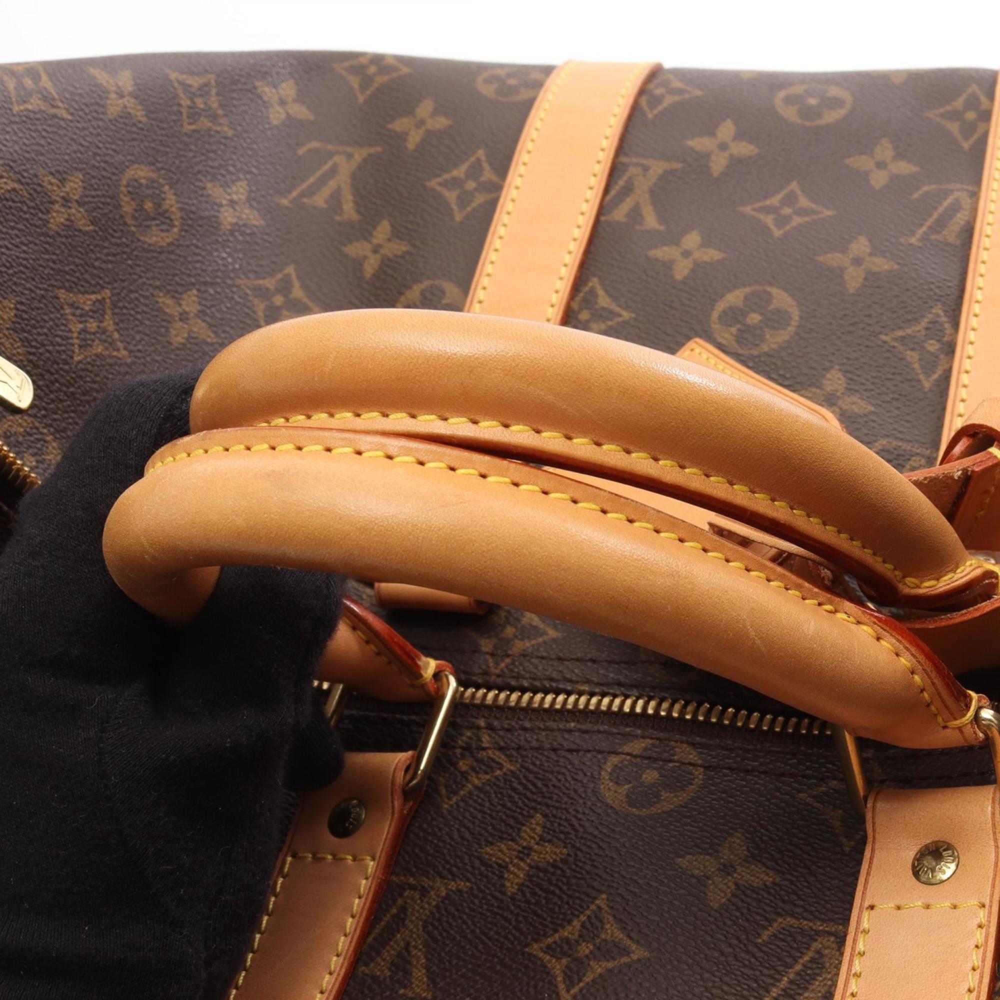 Louis Vuitton Brown Monogram Coated Canvas Leather Boston Bag Handbag (Pre-Owned)