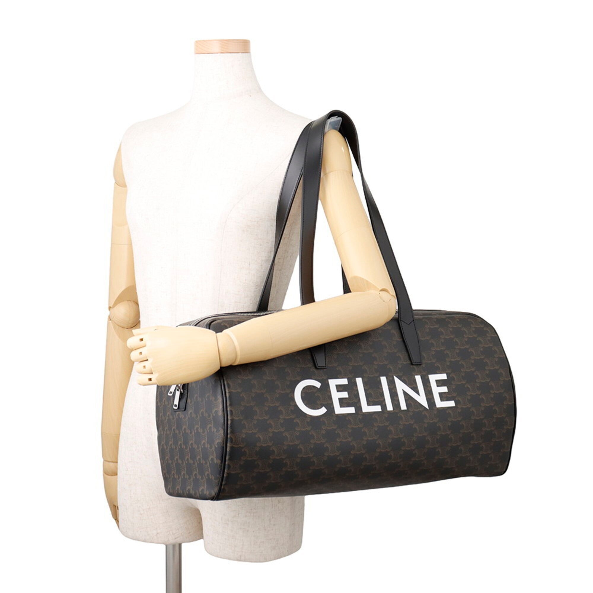Celine Brown Leather Pvc Boston Bag Handbag (Pre-Owned)