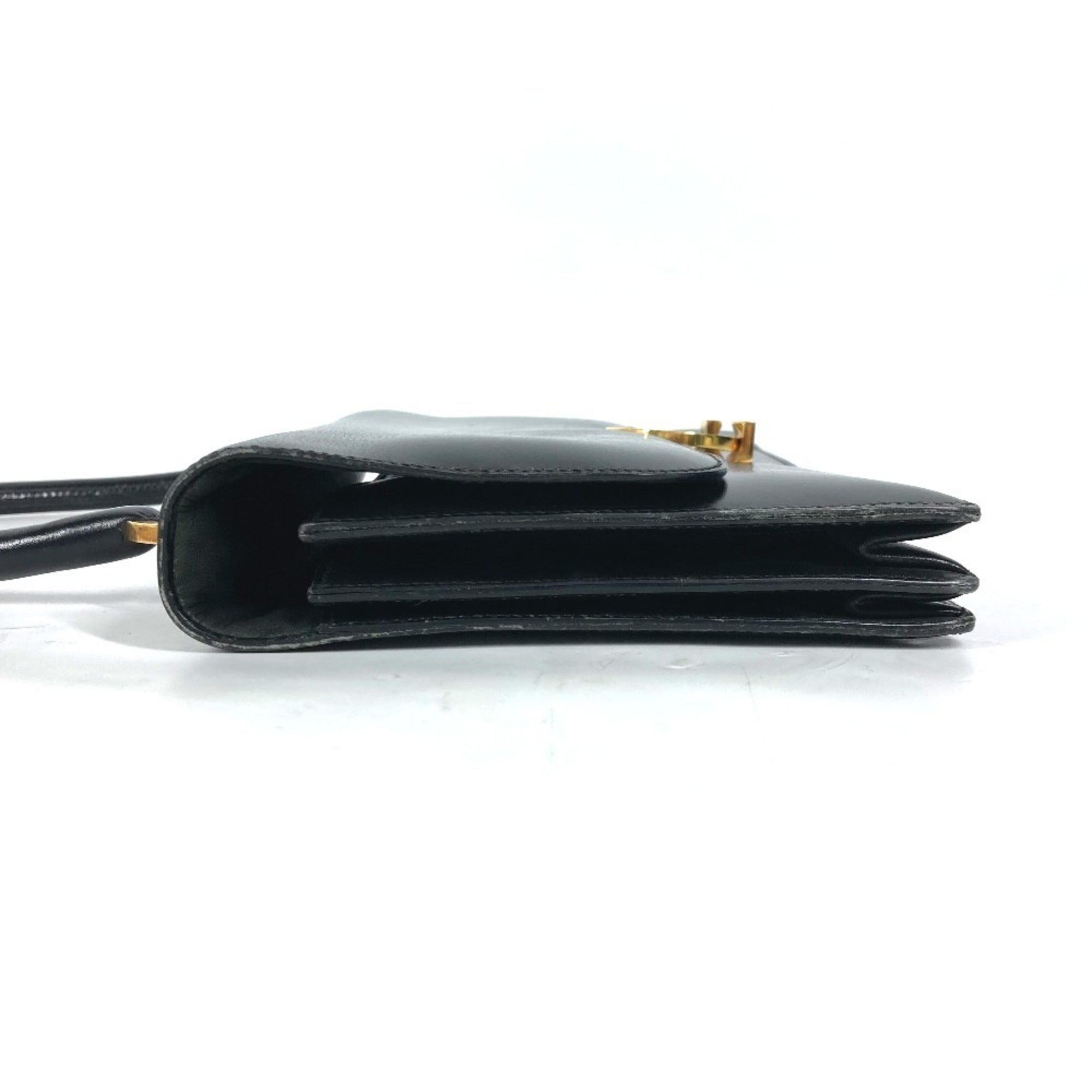 Hermes Black Box Calf Leather Handbag Shoulder Bag (Pre-Owned)