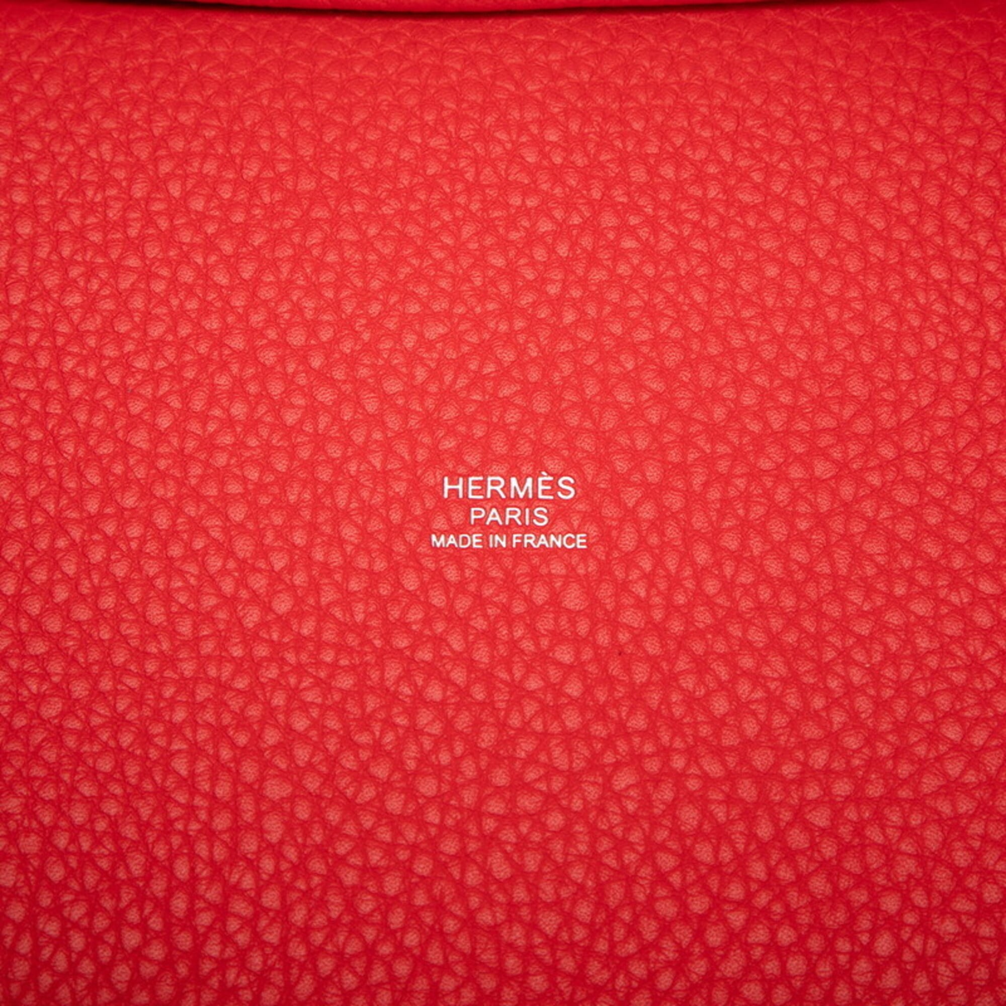 Hermes Red Color Taurillon Clemence Leather Handbag (Pre-Owned)