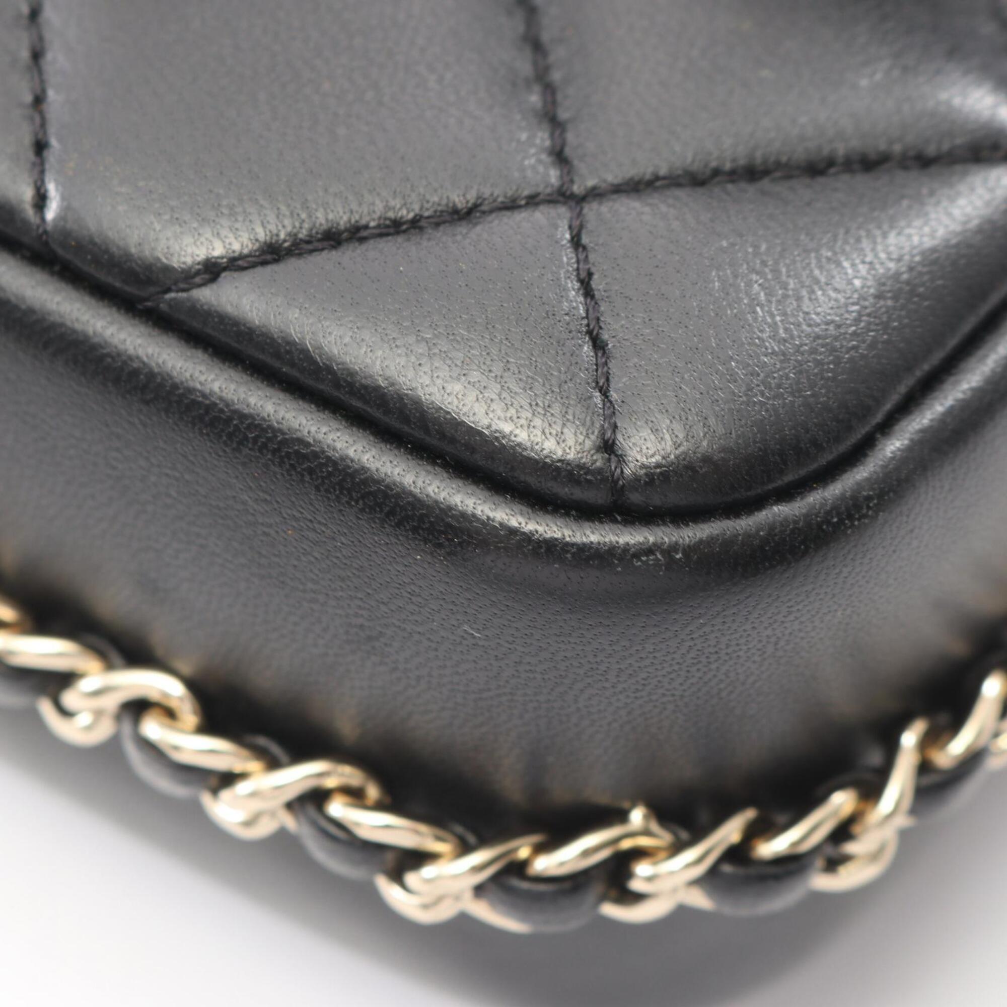 Chanel Black Leather Handbag Shoulder Bag (Pre-Owned)