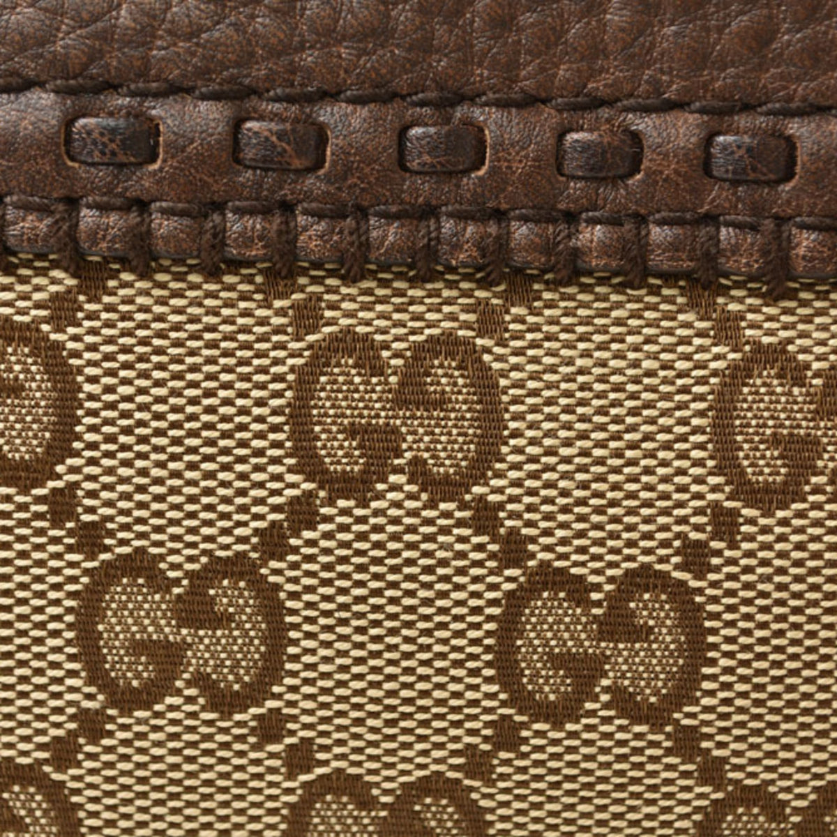 Gucci Beige Brown Gg Canvas Leather Tote Bag (Pre-Owned)