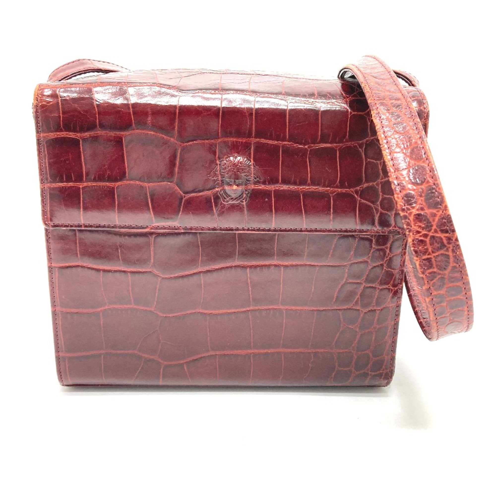 Versace Red Leather Shoulder Bag (Pre-Owned)