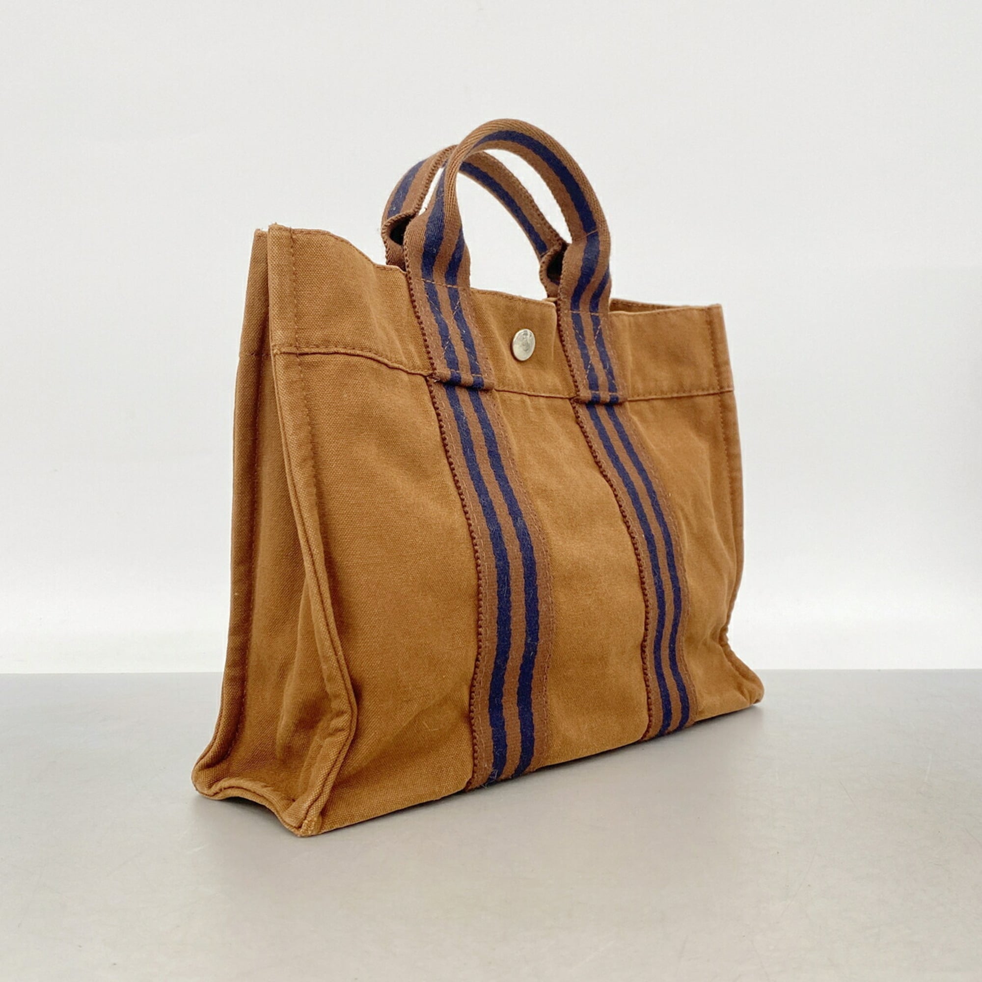 Hermes Brown Canvas Tote Bag (Pre-Owned)