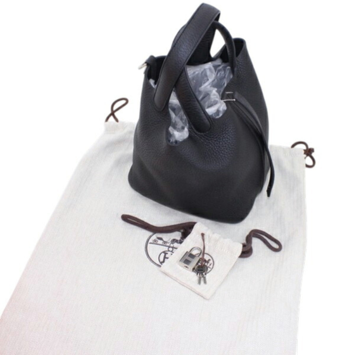 Hermes Picotin Black Taurillon Clemence Leather Handbag Tote Bag (Pre-Owned)