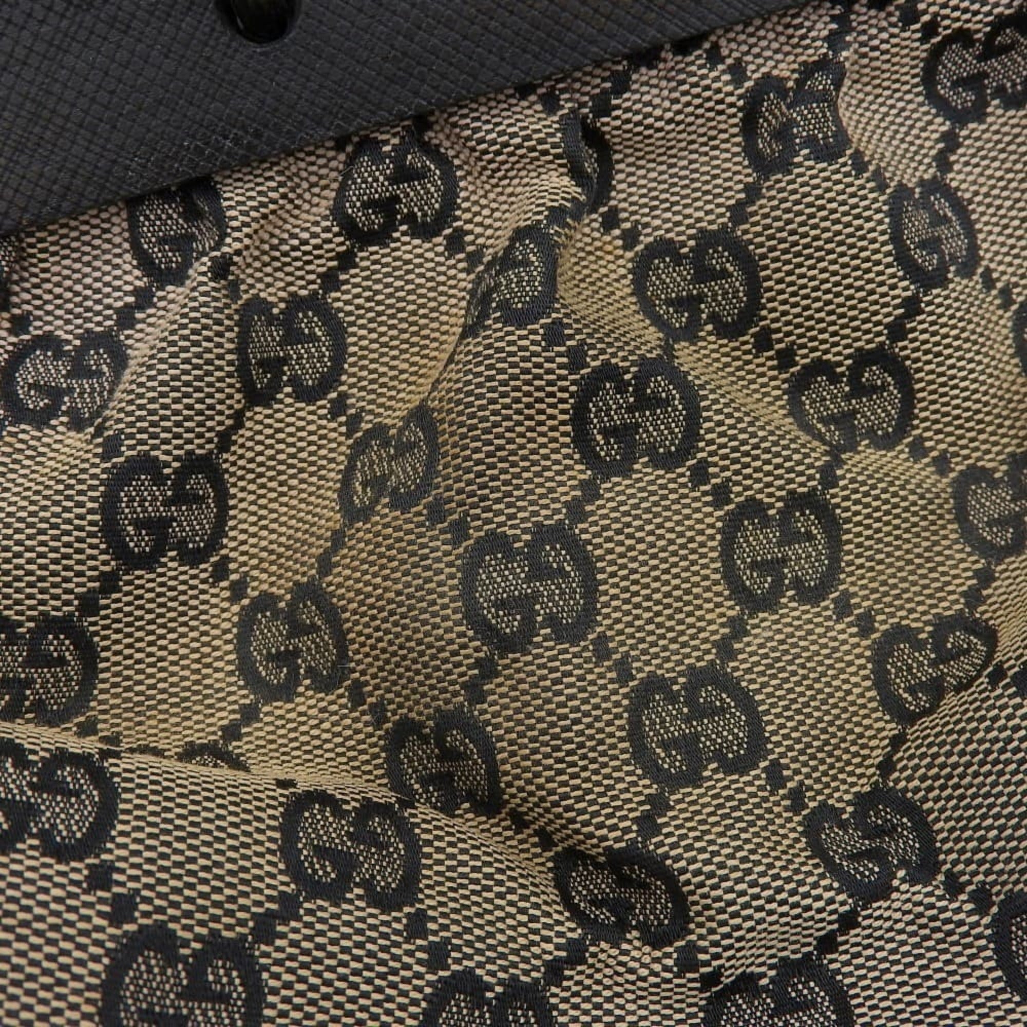 Gucci Gg Canvas Beige Black Brown Gg Canvas Handbag (Pre-Owned)
