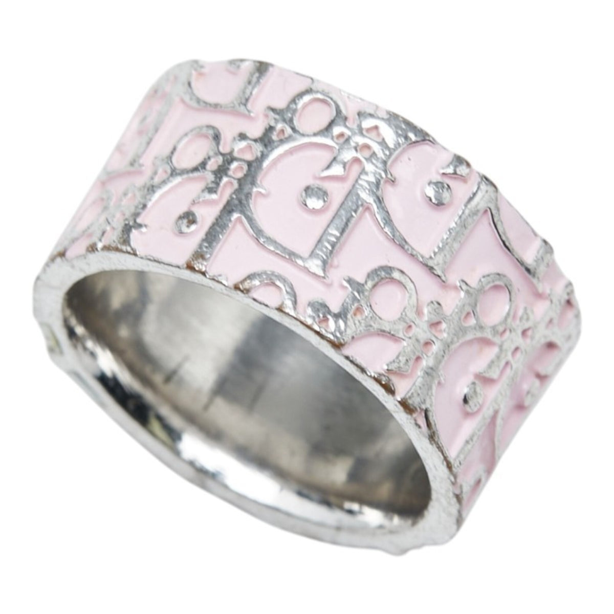 Christian Dior Silver Pink Metal Band Ring (Pre-Owned)