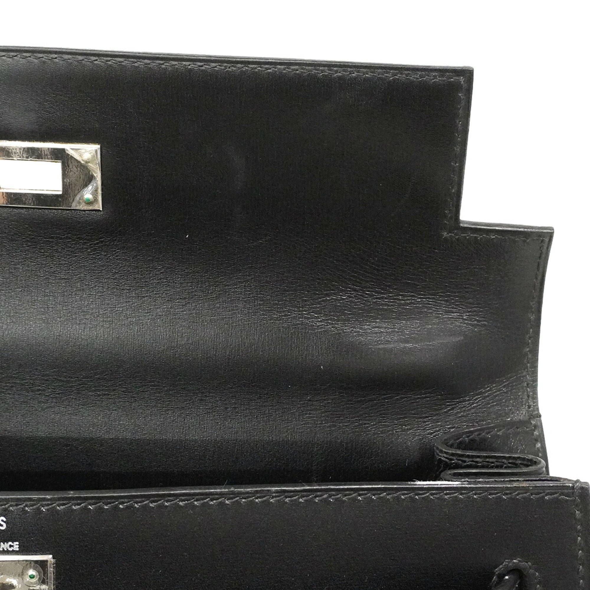 Hermes Black Box Calf Leather Handbag (Pre-Owned)