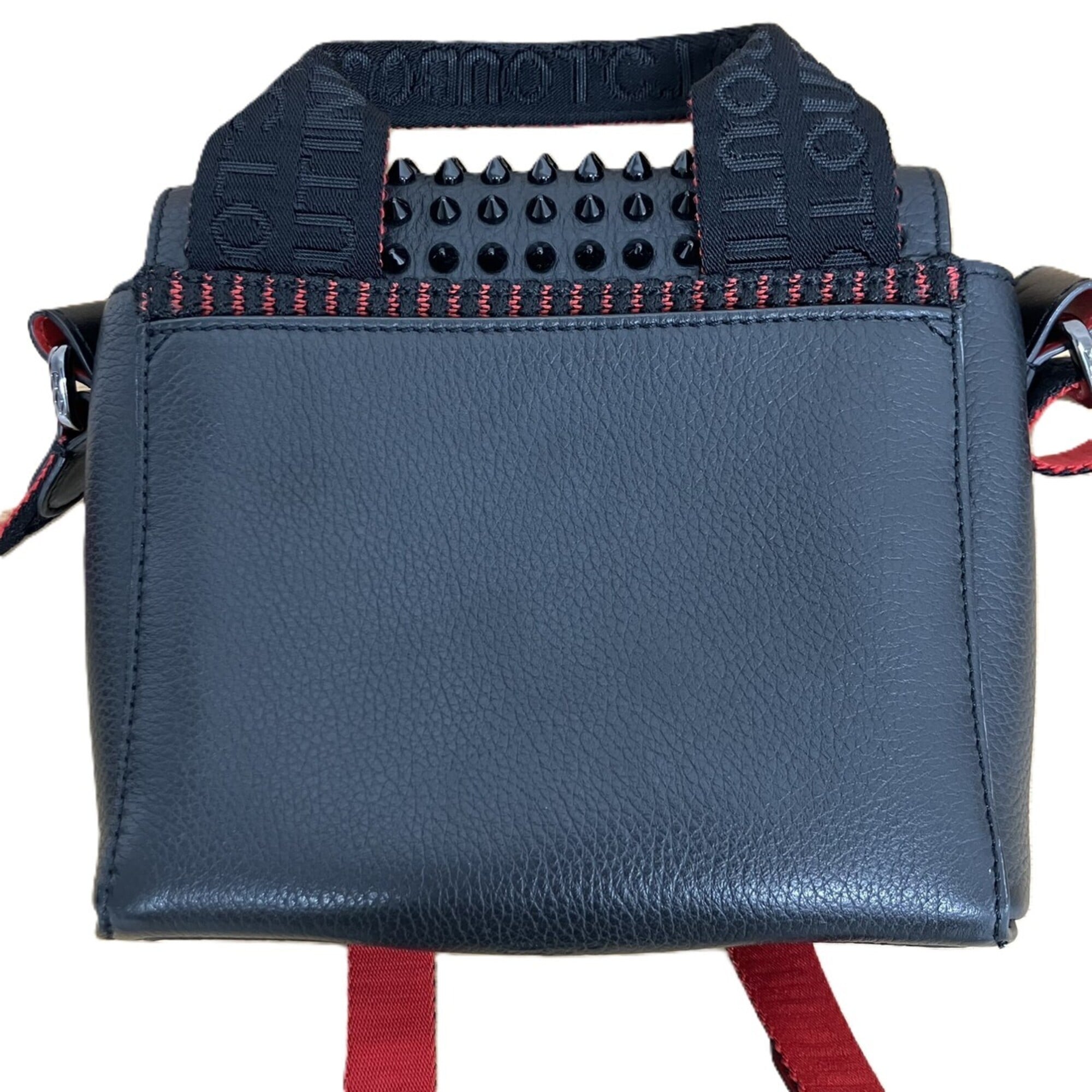 Christian Louboutin Black Red Color Leather Shoulder Bag (Pre-Owned)