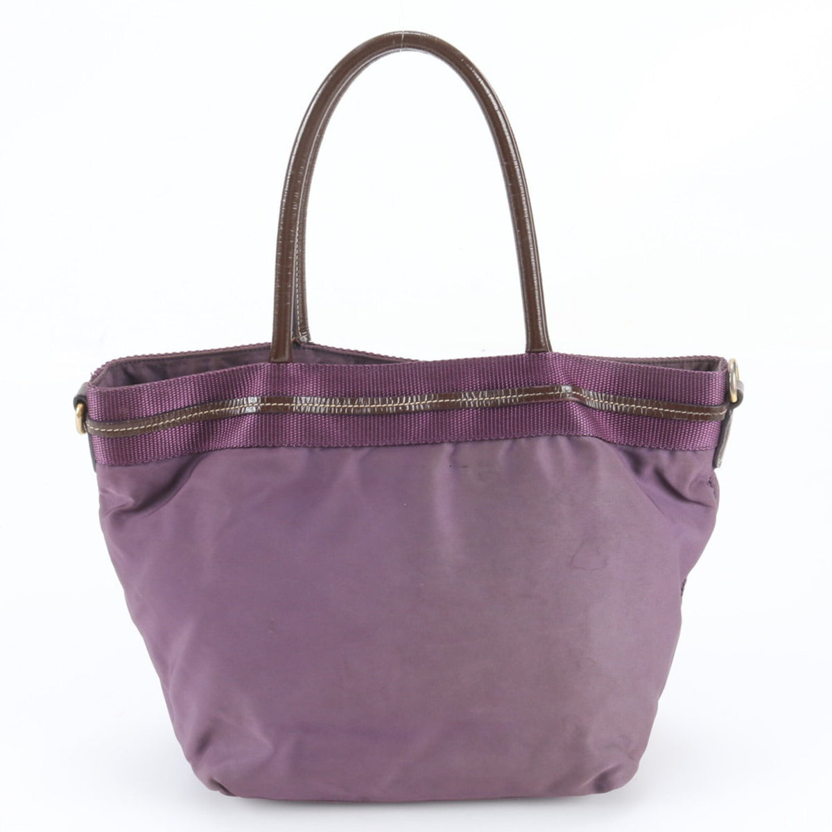 Prada Purple Leather Nylon Shoulder Bag Tote Bag (Pre-Owned)