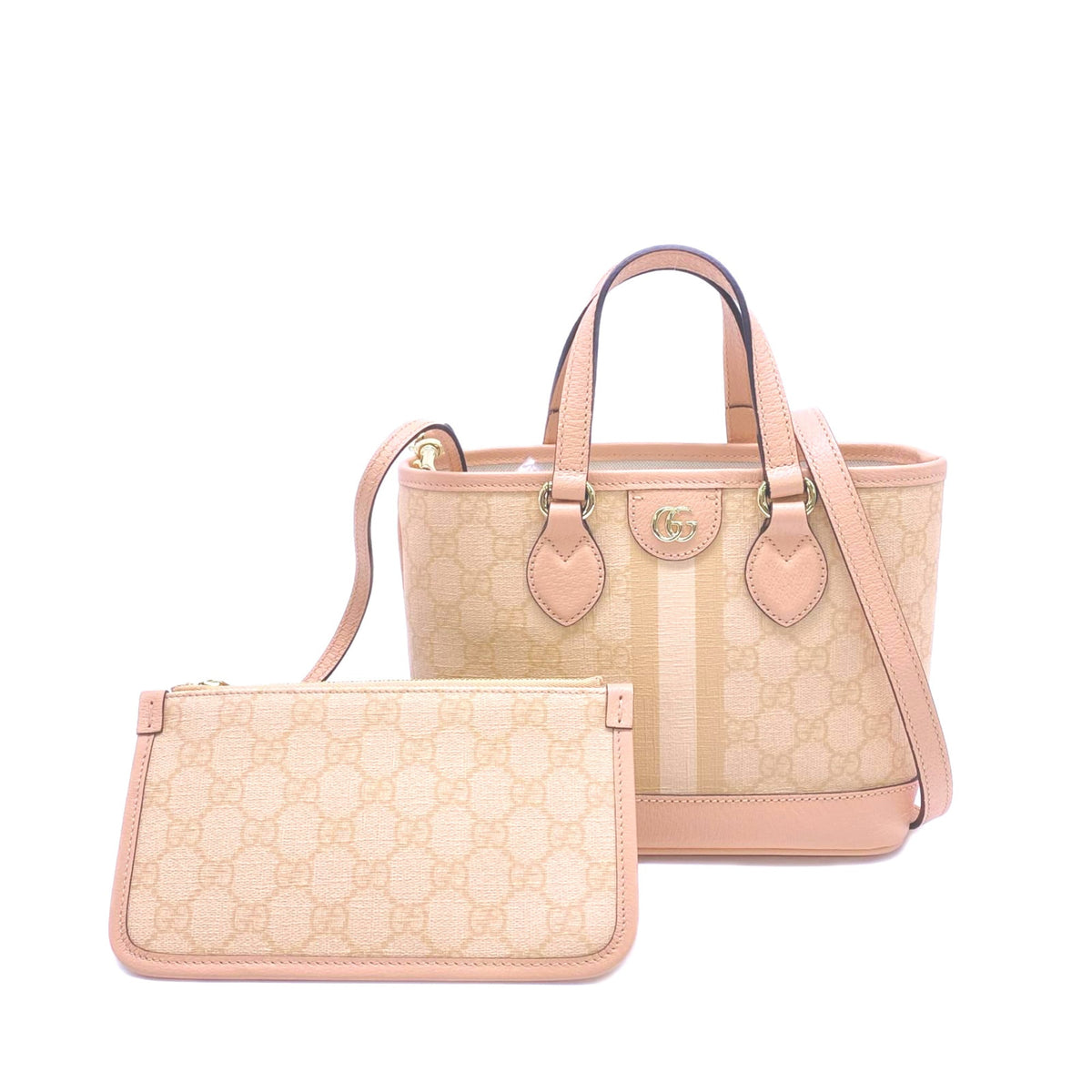 Gucci Pink Beige Coated Canvas Tote Bag (Pre-Owned)