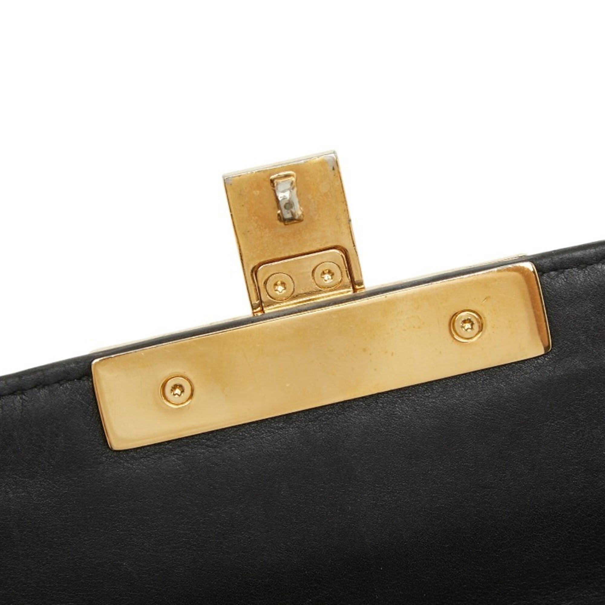 Gucci Black Gold Leather Shoulder Bag (Pre-Owned)