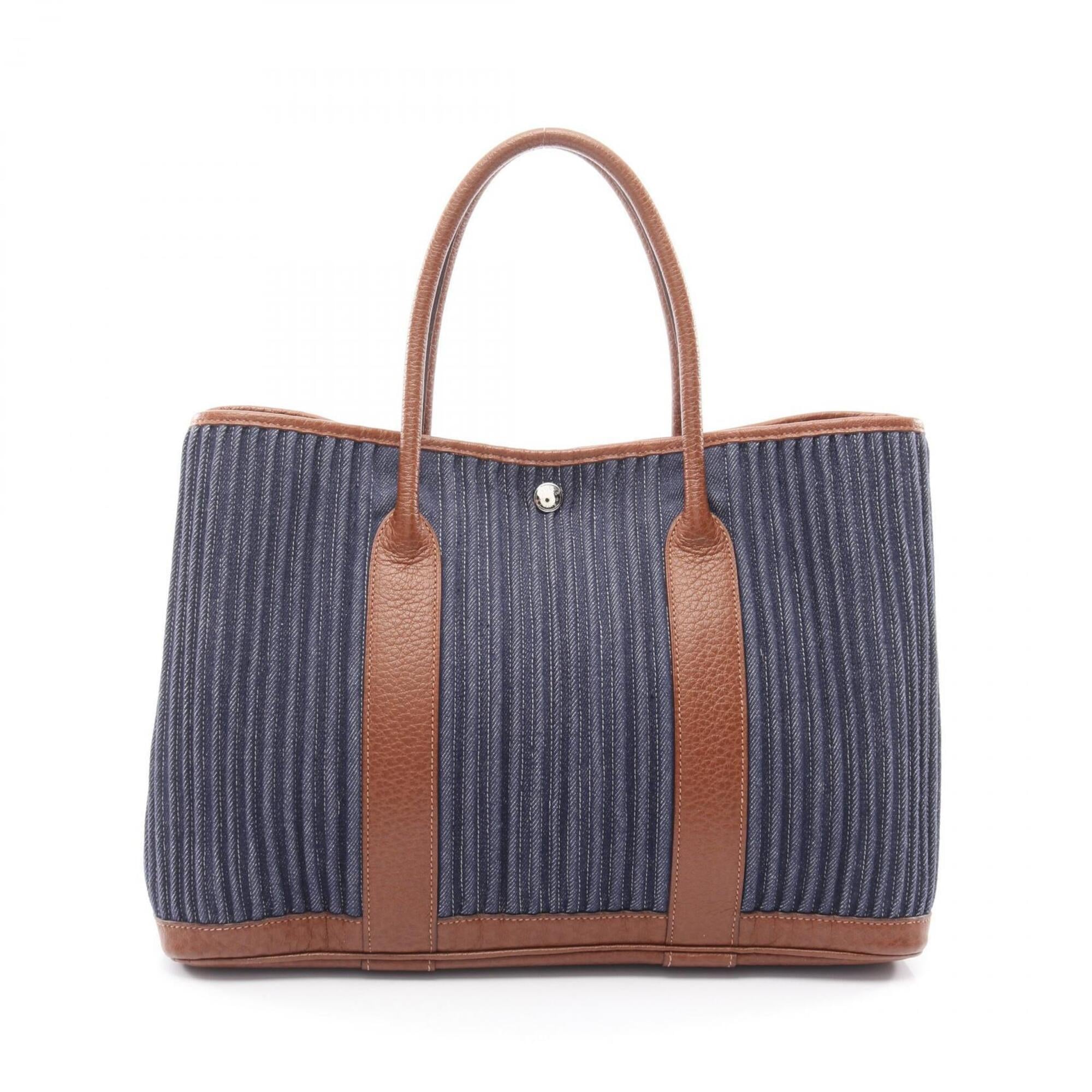 Hermes Garden Brown Navy Buffle Skipper Leather Handbag Tote Bag (Pre-Owned)