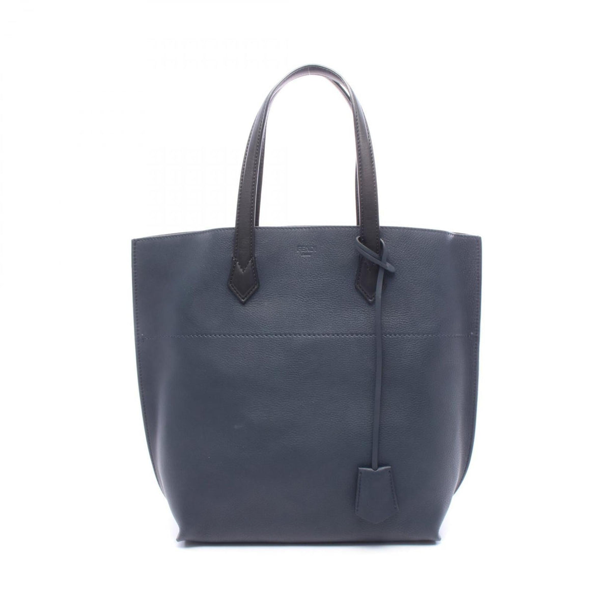 Fendi Black Navy Leather Tote Bag (Pre-Owned)