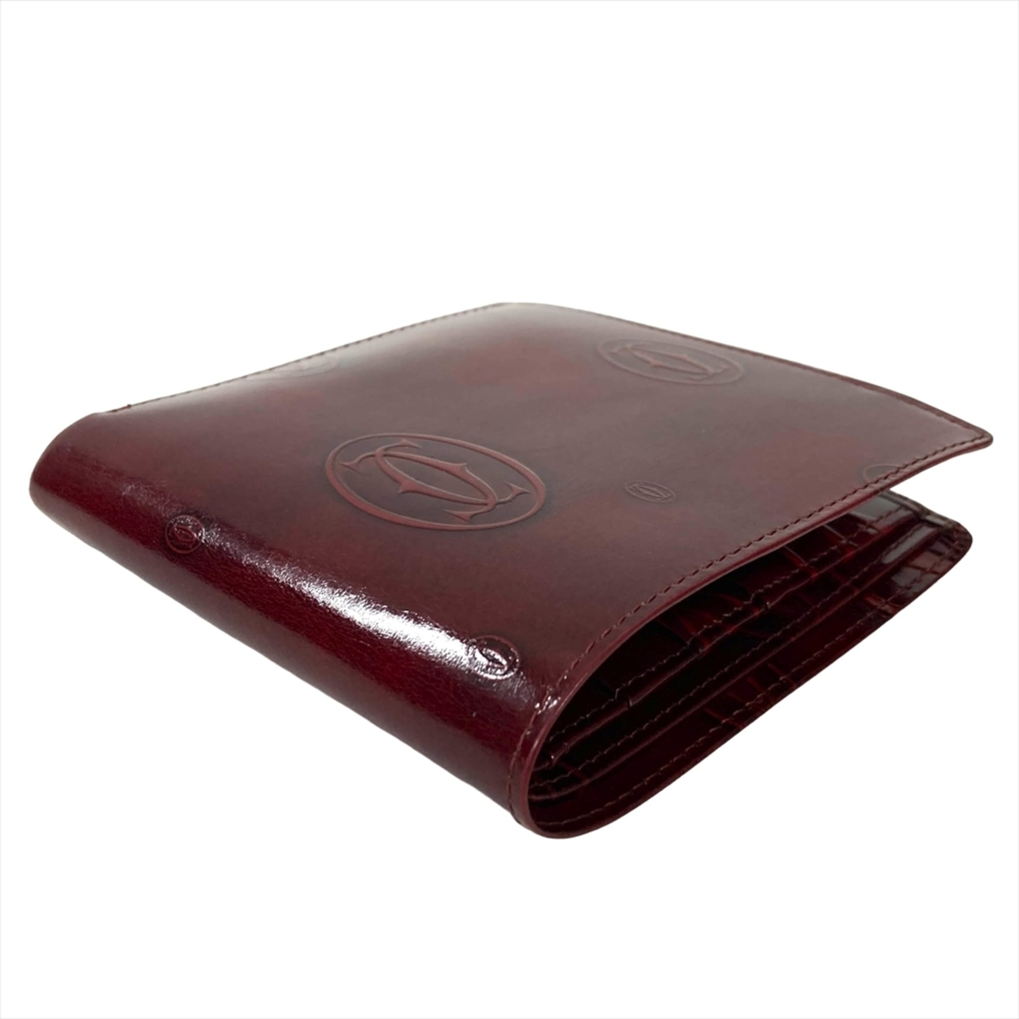 Cartier Happy Birthday Bordeaux Wine Red Patent Leather Wallet (Bi-Fold) (Pre-Owned)