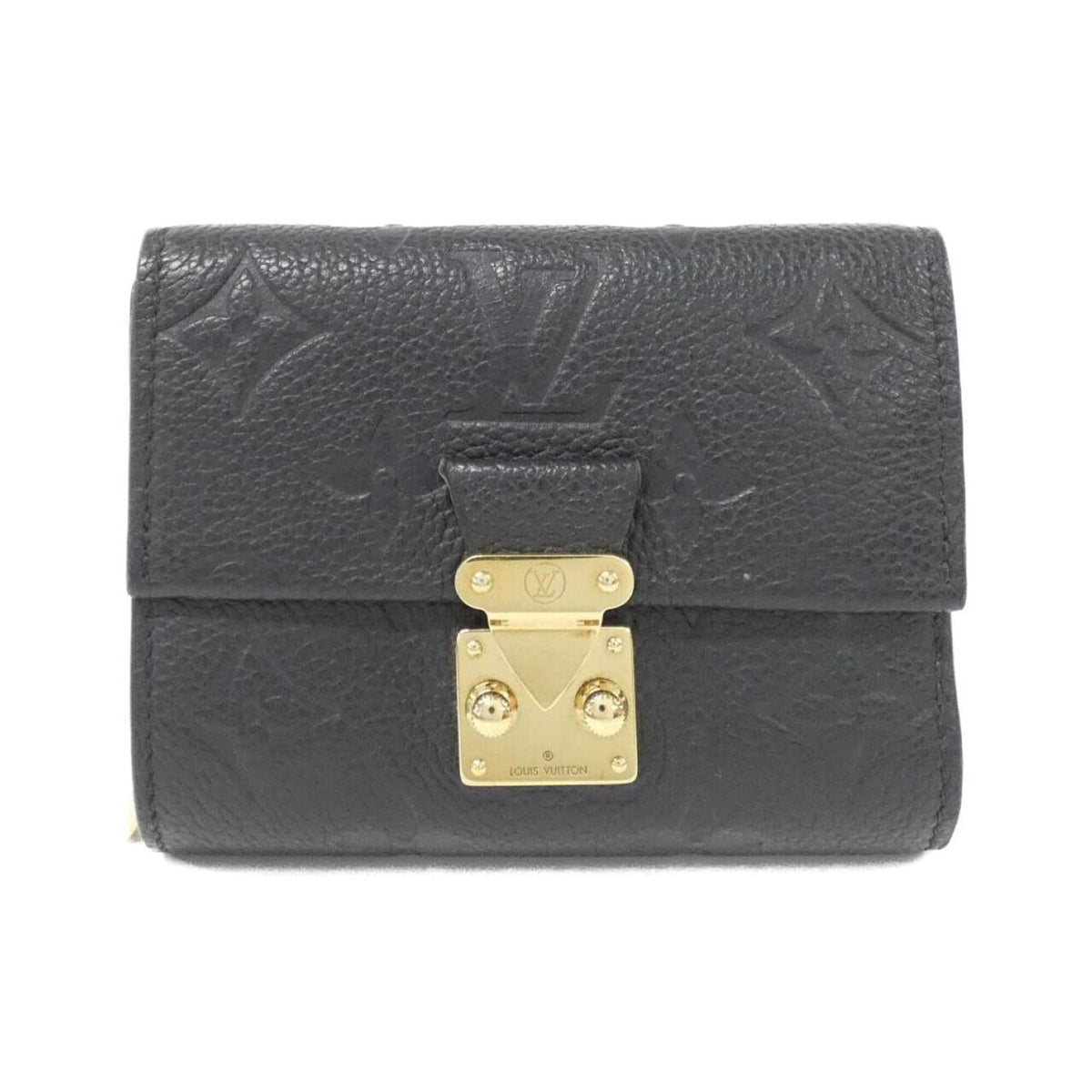 Louis Vuitton Black Leather Wallet (Tri-Fold) (Pre-Owned)