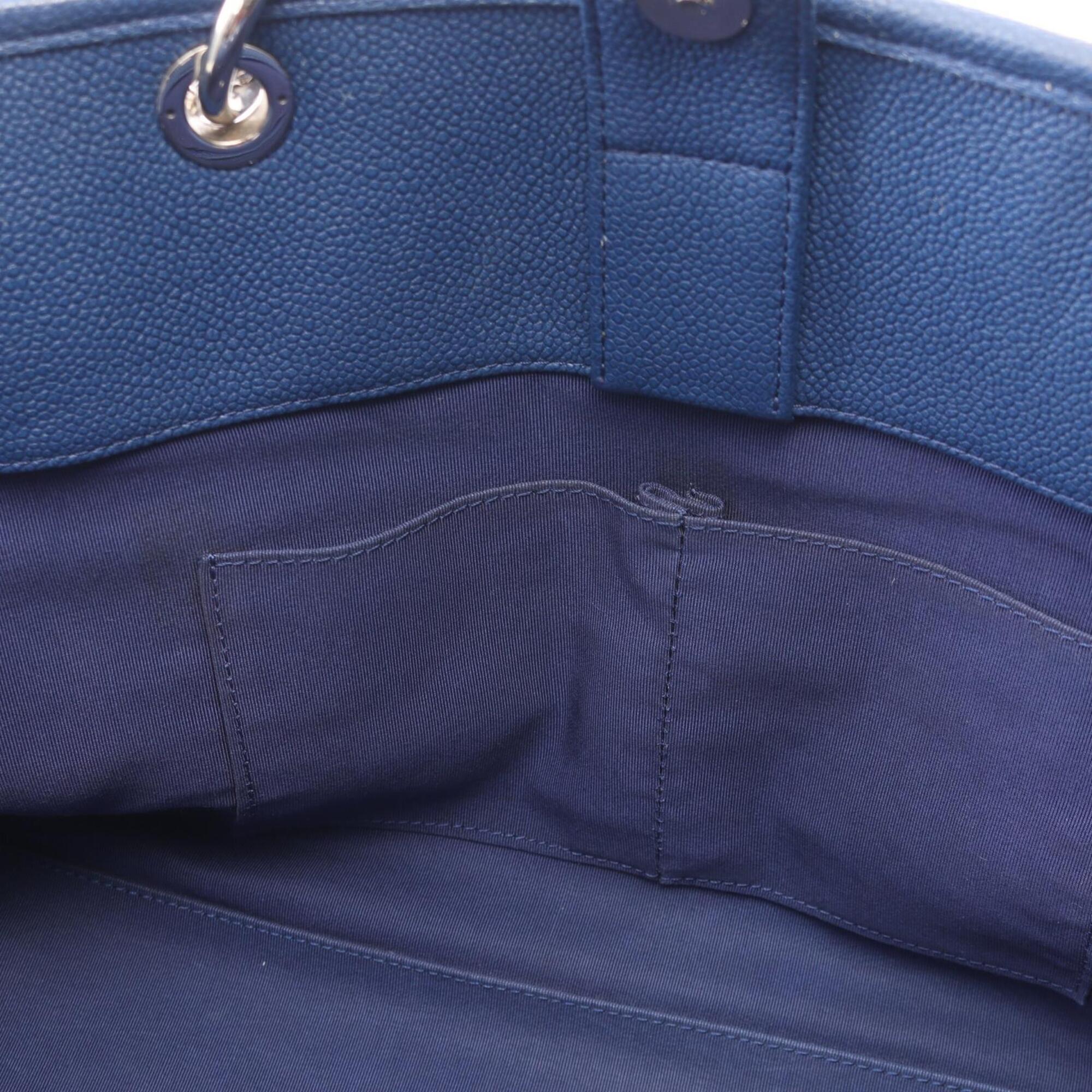 Chanel Blue Grained Calfskin Handbag Tote Bag (Pre-Owned)