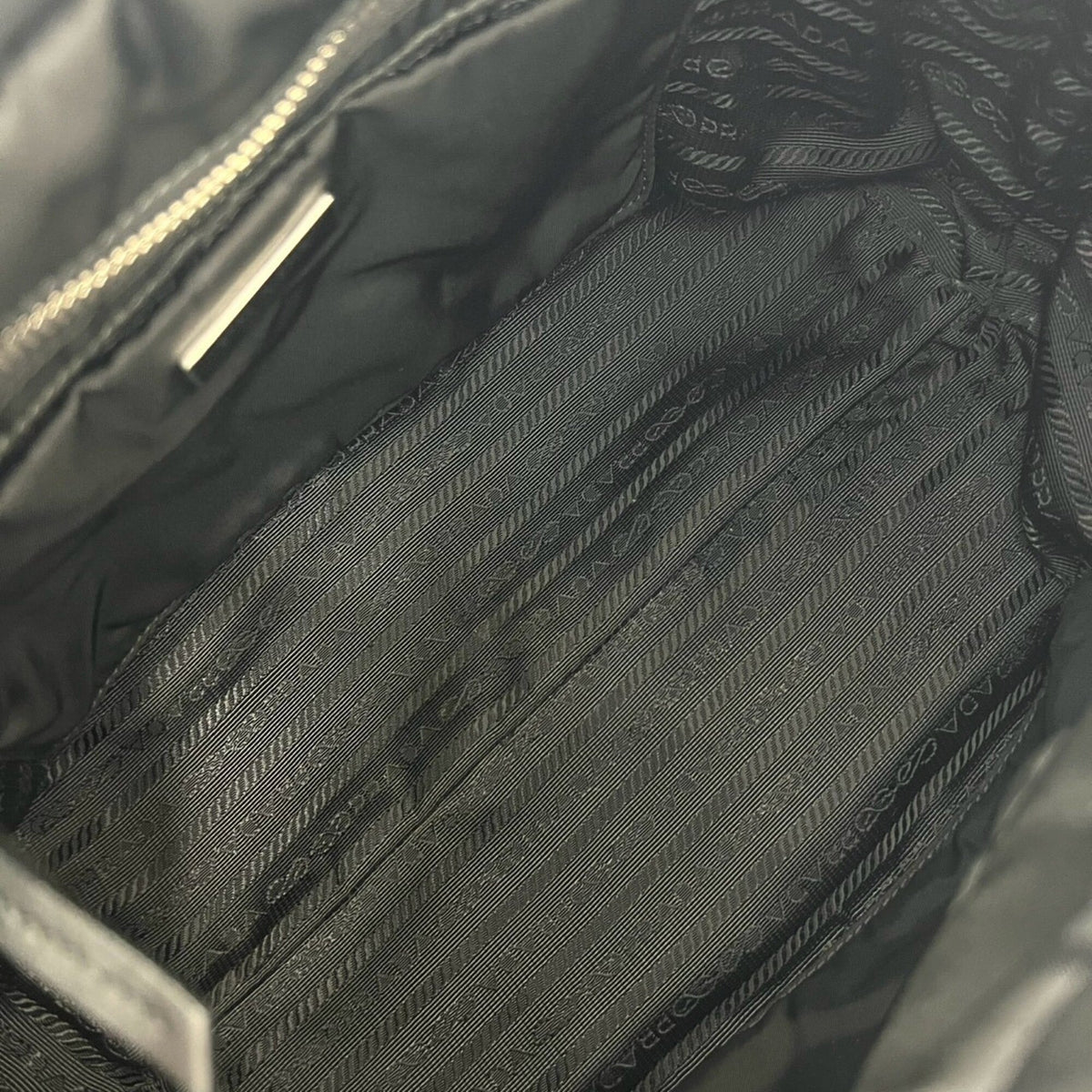 Prada Black Nylon Leather Handbag Shoulder Bag (Pre-Owned)