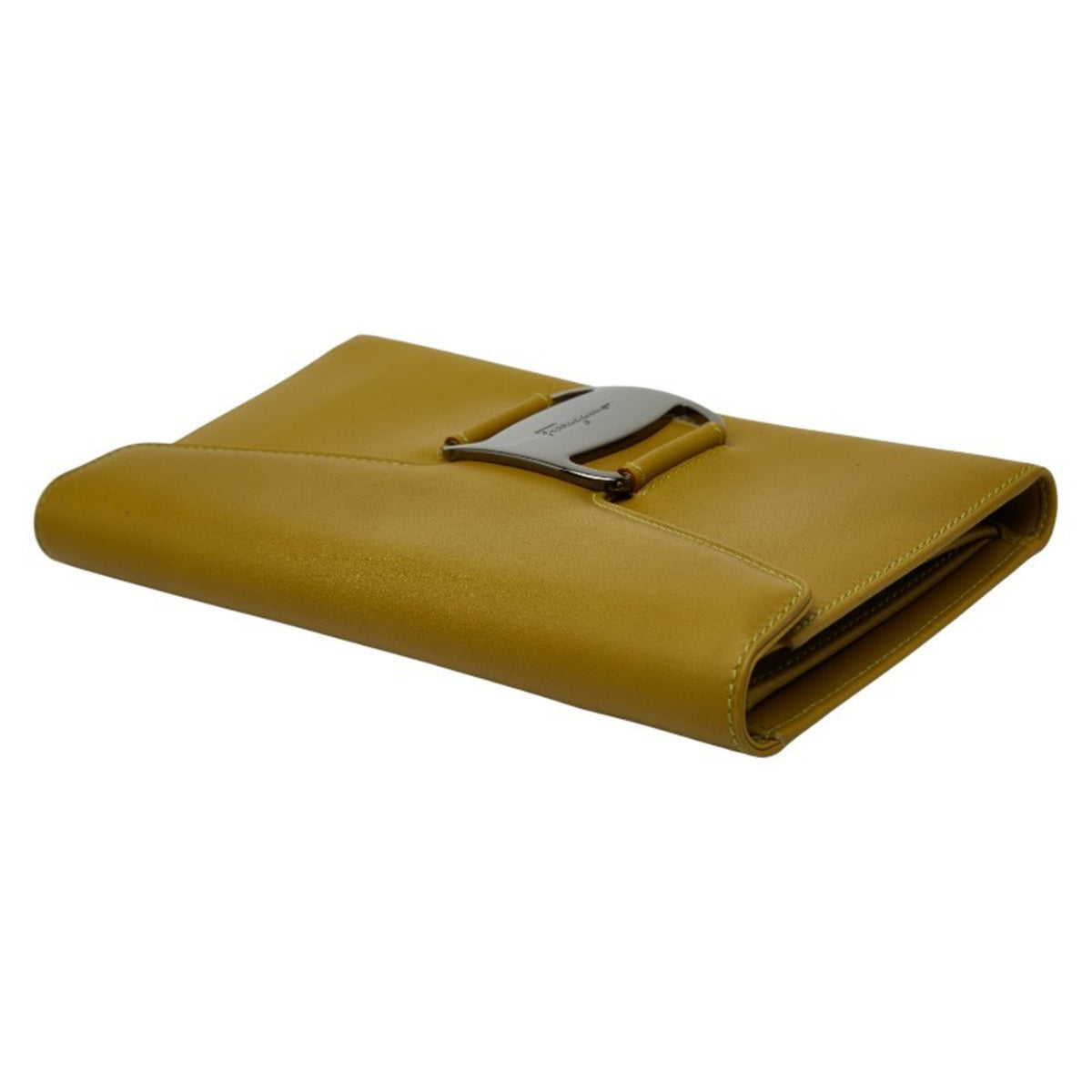 Salvatore Ferragamo Green Leather Long Wallet (Bi-Fold) (Pre-Owned)