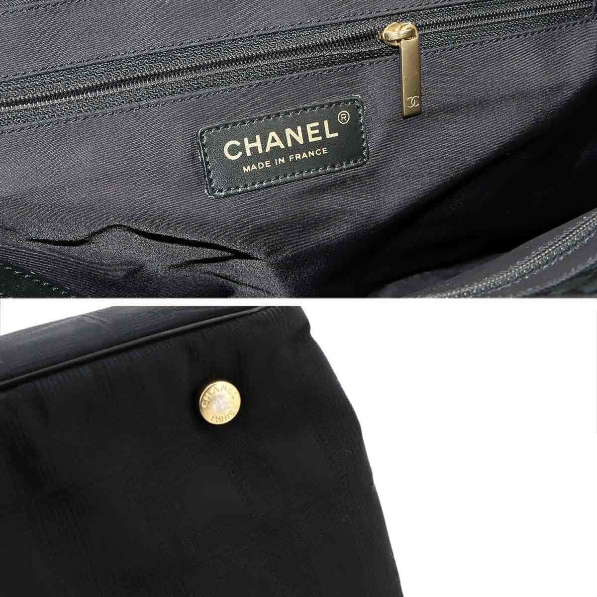 Chanel Black Jacquard Leather Handbag Tote Bag (Pre-Owned)