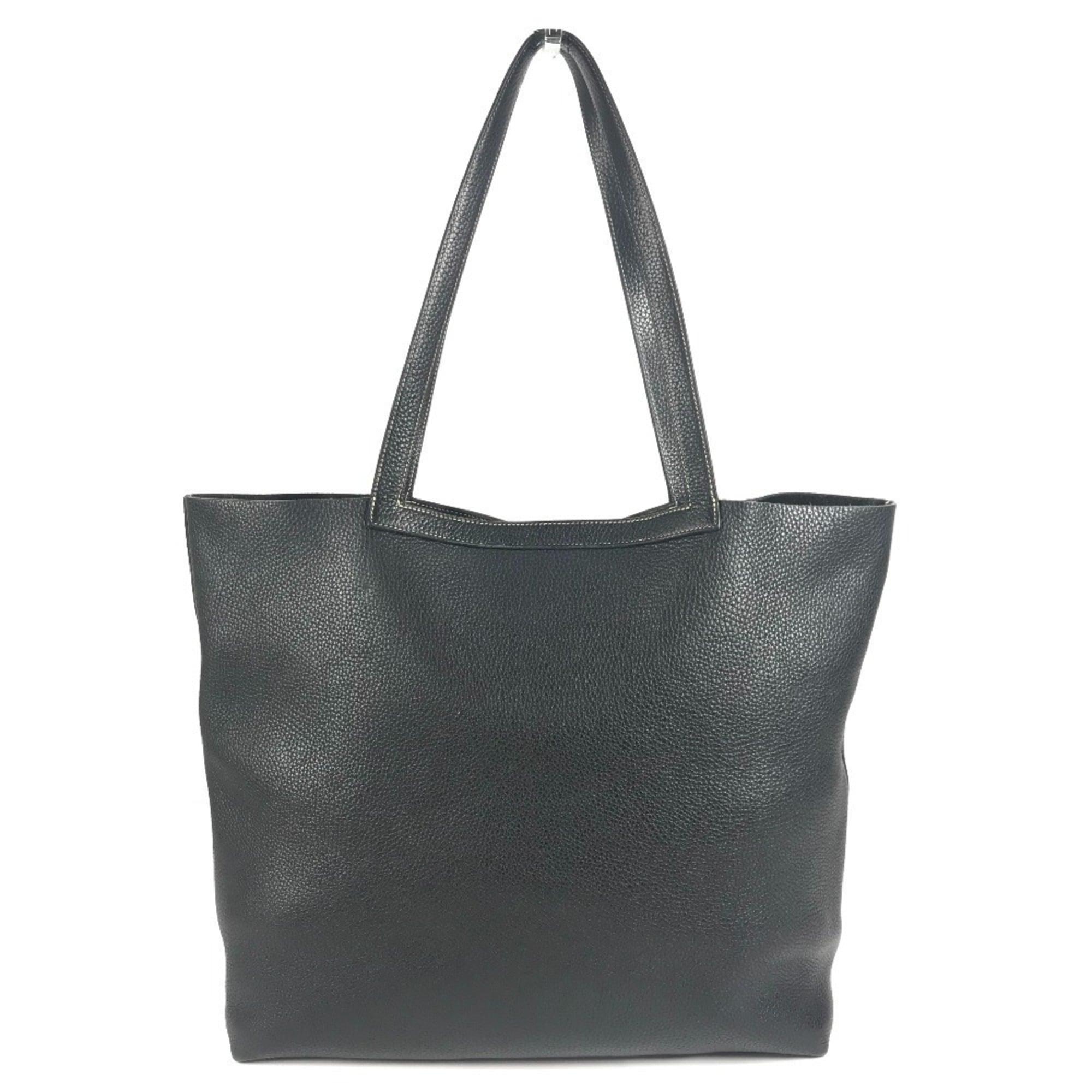 Hermes Black Leather Shoulder Bag Tote Bag (Pre-Owned)